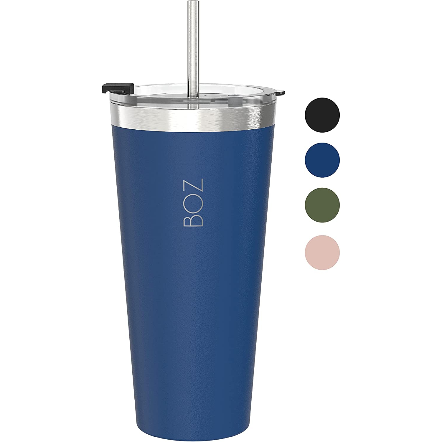 BOZ – gobelet en acier inoxydable avec paille sans BPA, isotherme à double paroi (bleu)