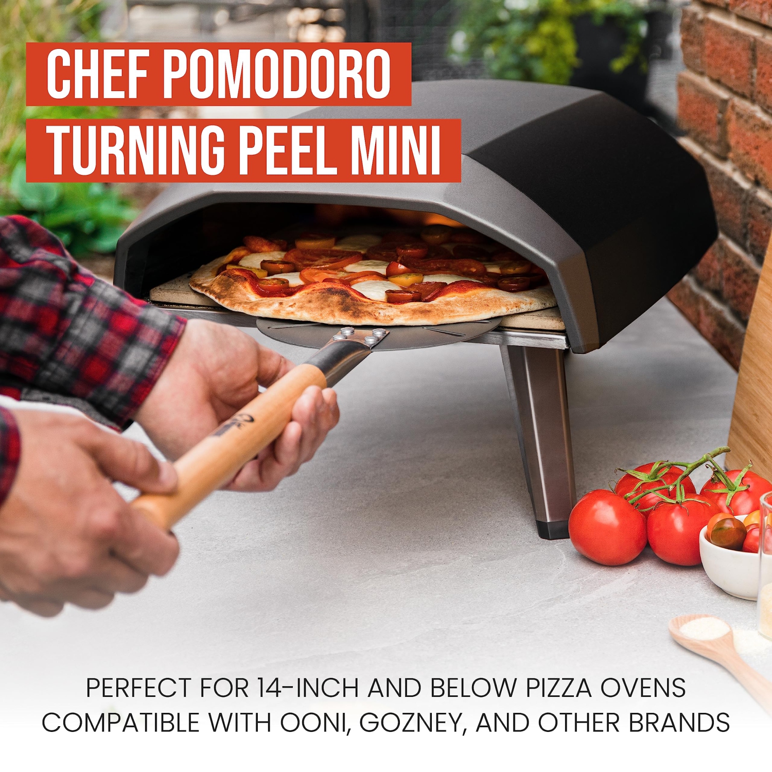 Pelle à pizza en aluminium avec poignée en bois amovible chef Pomodoro pour un rangement facile, plaque à pizza Gourmet Luxury pour faire cuire du