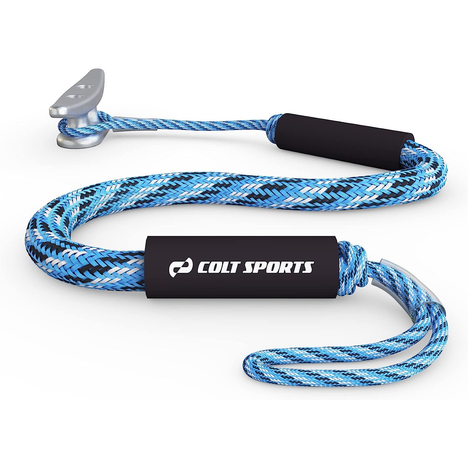 Colt Sports Bungee Dock Lines Mooring Rope for Boats - Blue, White and Black 5 Feet - Marine Rope, Elastic Boat, Jet Ski, and Dock Line with Secure