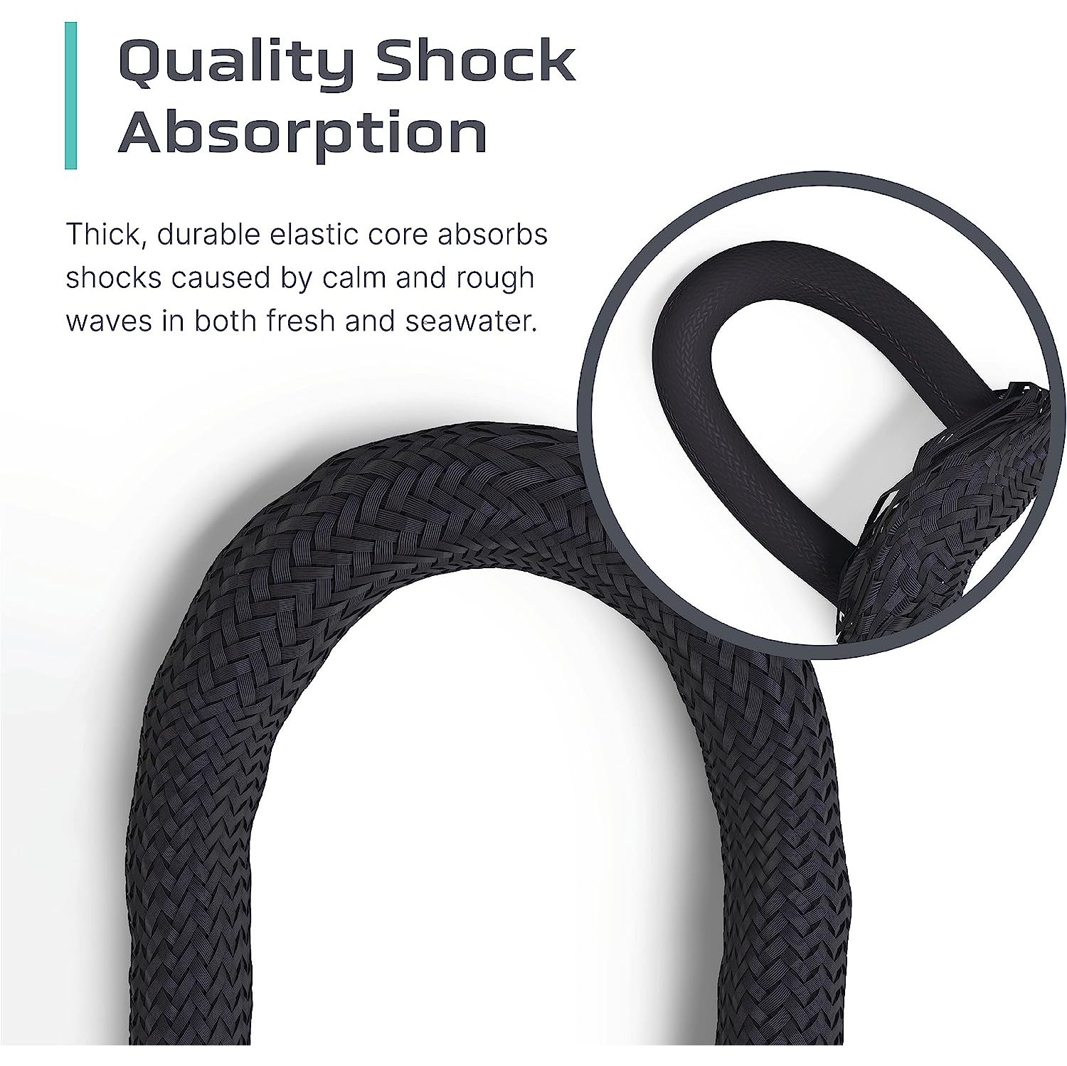 Colt Sports Bungee Dock Lines Mooring Rope for Boats - Blue, White and Black 5 Feet - Marine Rope, Elastic Boat, Jet Ski, and Dock Line with Secure