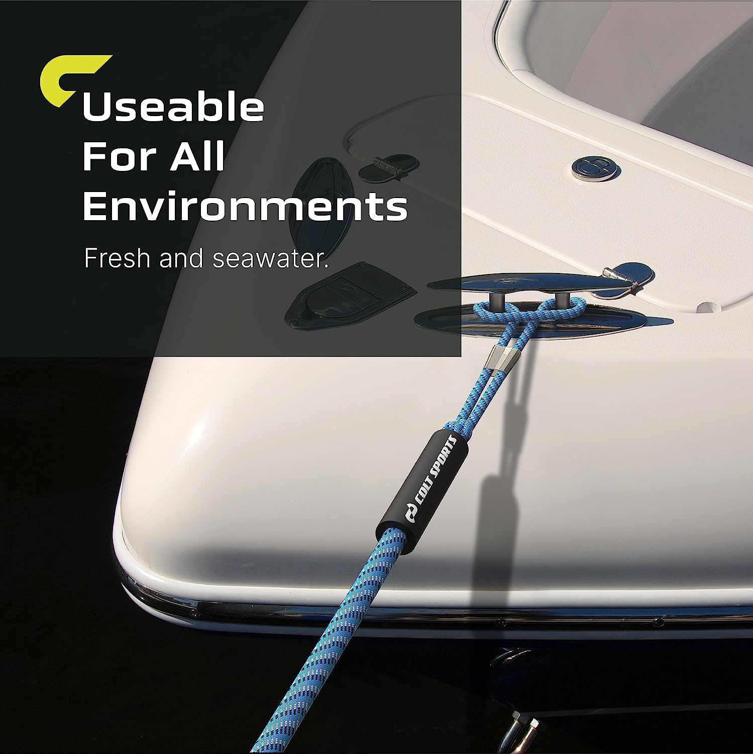 Colt Sports Bungee Dock Lines Mooring Rope for Boats - Blue, White and Black 5 Feet - Marine Rope, Elastic Boat, Jet Ski, and Dock Line with Secure