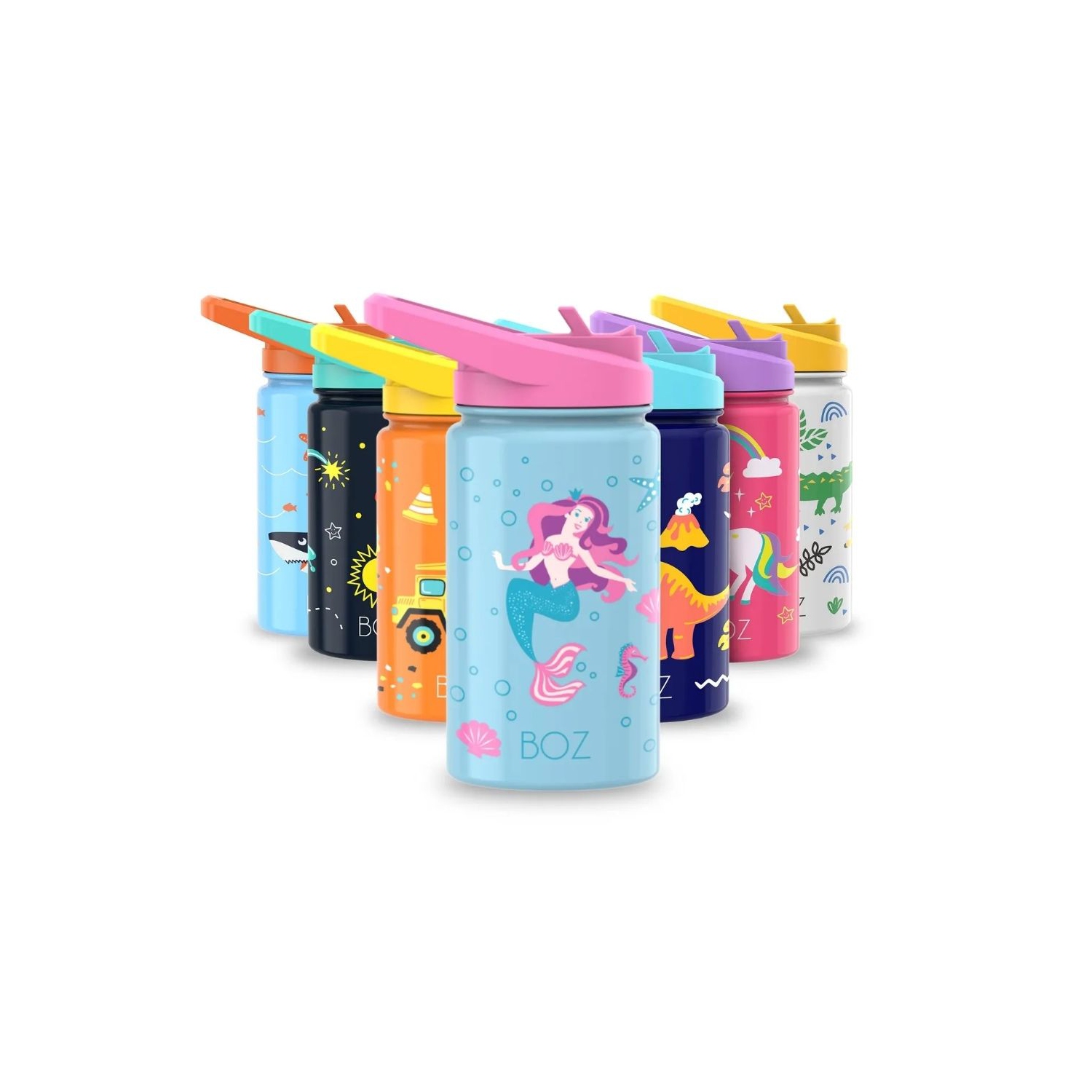 BOZ Kids Insulated Water Bottle with Straw Lid, Stainless Steel Vacuum Double Wall Water Cup, 14 oz. Scratch-Resistant, BPA-Free and Dishwasher-Safe