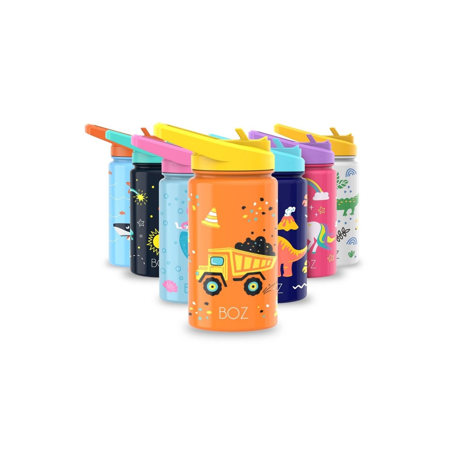 BOZ Kids Insulated Water Bottle with Straw Lid, Stainless Steel Vacuum Double Wall Water Cup, 14 oz. Scratch-Resistant, BPA-Free and Dishwasher-Safe