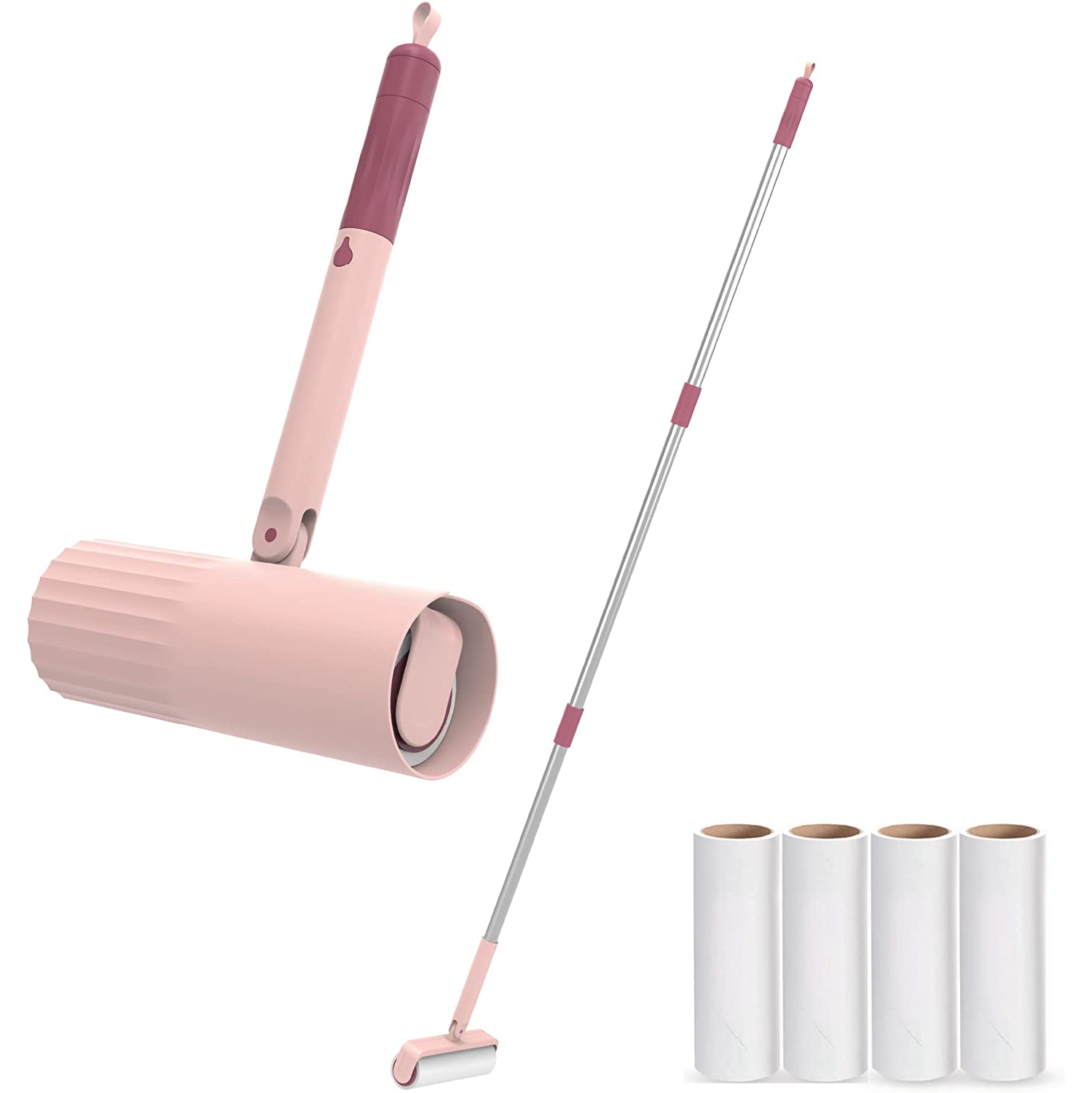 Useful Co Extendable Lint Roller - 16cm to 110cm, 1 Lint Roller + 4 Refills for Clothes and Pet Hair Removal, Washable and Reusable with Super Sticky