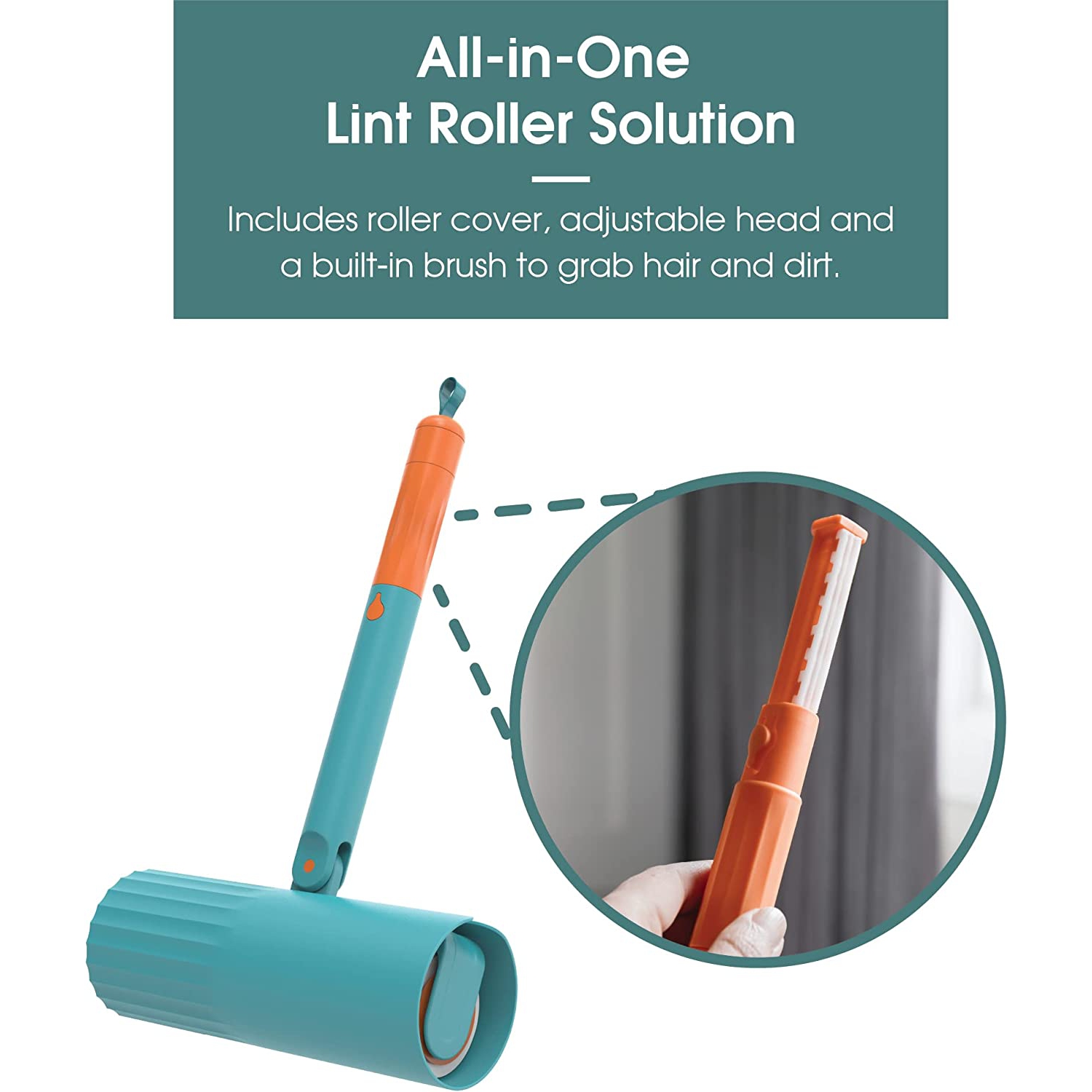 Useful Co Extendable Lint Roller - 16cm to 110cm, 1 Lint Roller + 4 Refills for Clothes and Pet Hair Removal, Washable and Reusable with Super Sticky
