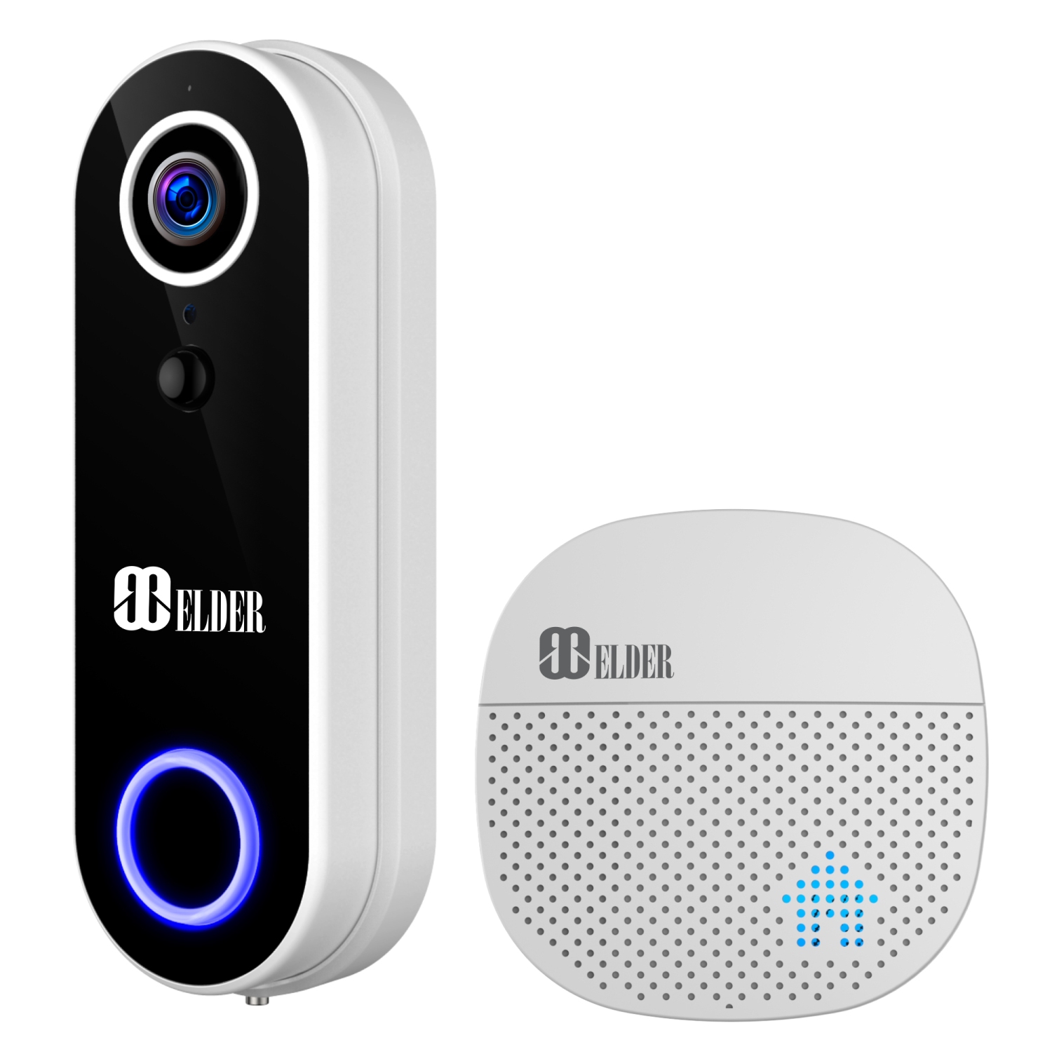 Elder Doorbell Camera Wireless 32GB WiFi Battery-Powered & Chime, Smart Home AI Human Detection PIR Motion & DIY Video Doorbell, Works with Google Assistant & Alexa