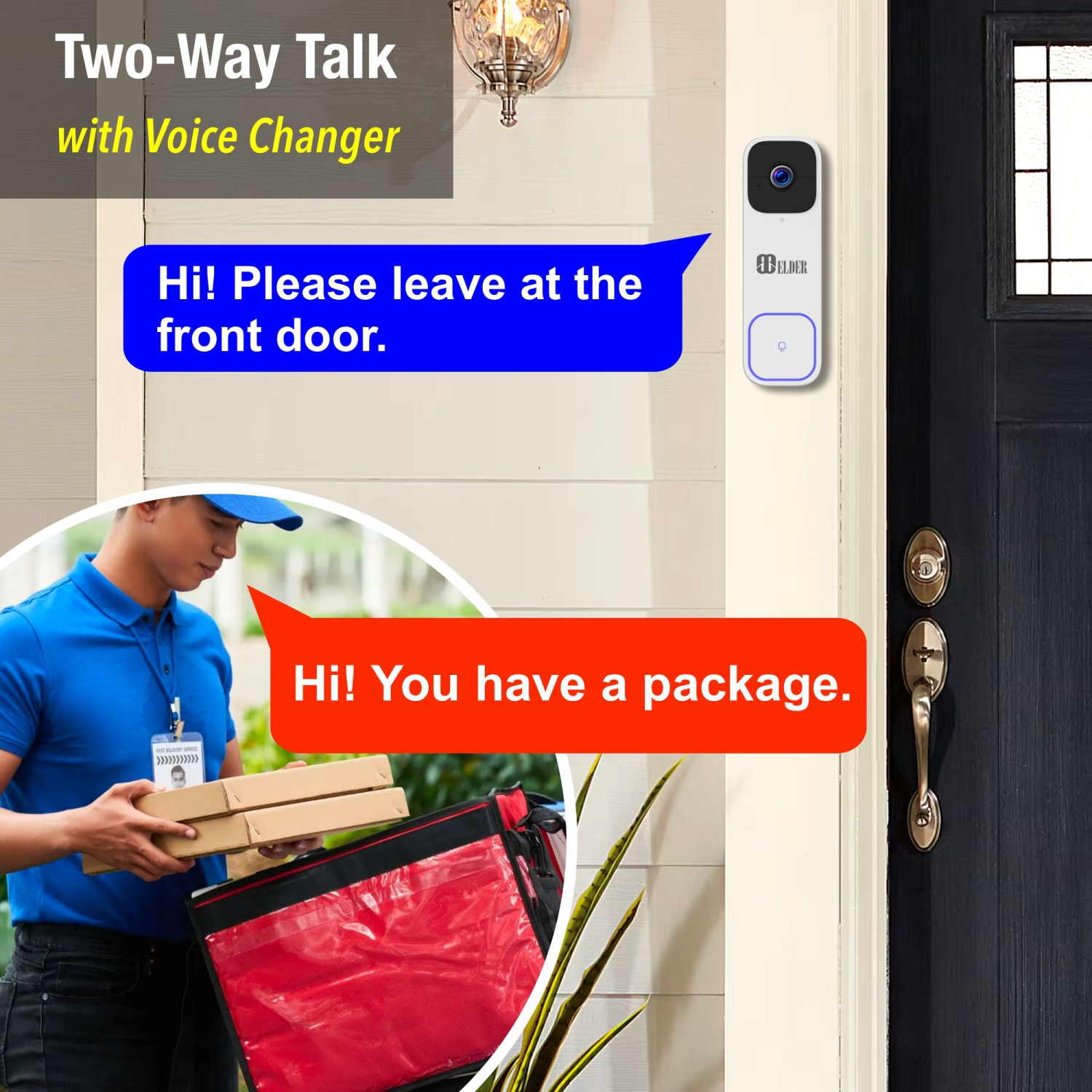 Sonnette caméra 2K Wi-Fi 64&nbsp;Go sans fil à piles et carillon, détection personne à IA maison intelligente, ensemble, sonnette vidéo à installer