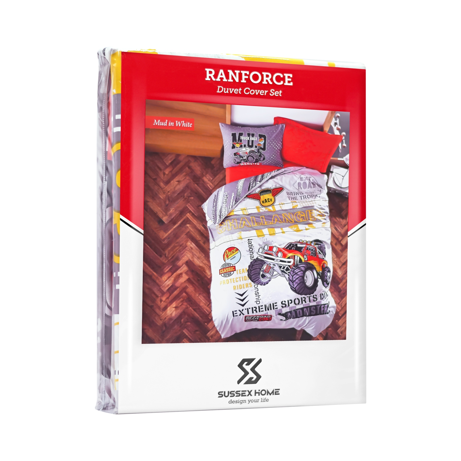 SUSSEXHOME Mud In White Duvet Cover Set, Twin Size Duvet Cover, 1 Duvet Cover, 1 Fitted Sheet and 2 Pillowcases, Iron Safe, Hypoallergenic,