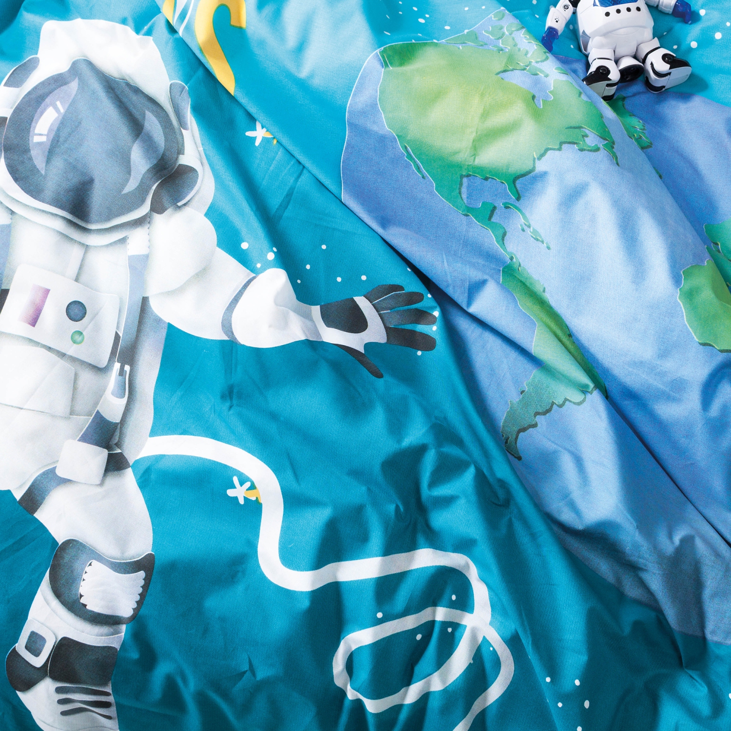 SUSSEXHOME Cosmos In Sky Duvet Cover Set Turquoise, Twin Size Duvet Cover, 1 Duvet Cover, 1 Fitted Sheet and 2 Pillowcases, Iron Safe,