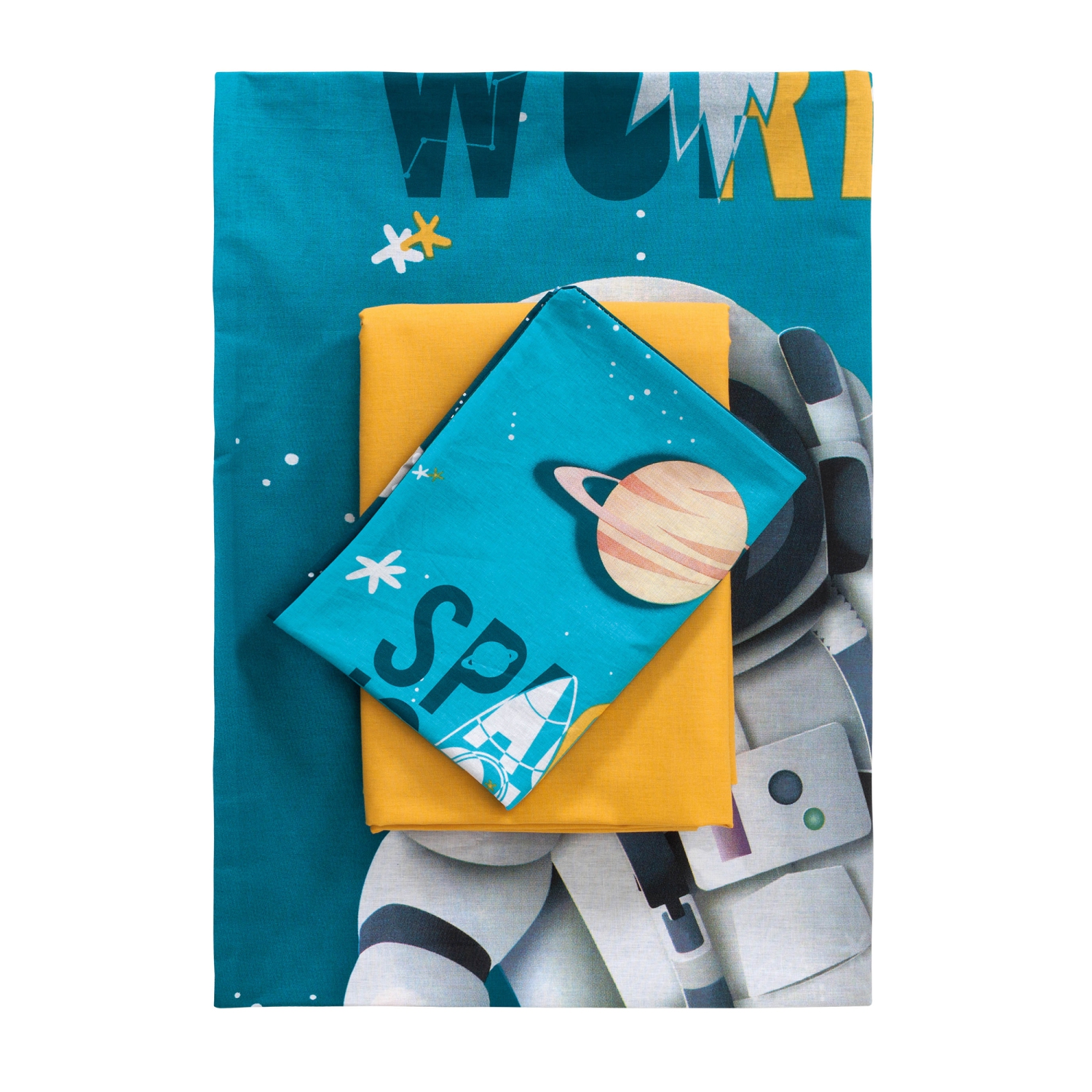 SUSSEXHOME Cosmos In Sky Duvet Cover Set Turquoise, Twin Size Duvet Cover, 1 Duvet Cover, 1 Fitted Sheet and 2 Pillowcases, Iron Safe,