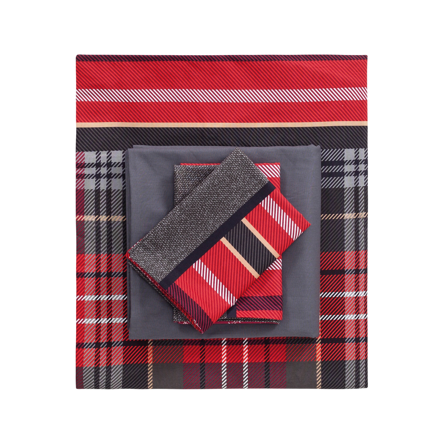 SUSSEXHOME Christmas Carol Stars Duvet Cover Set Red, Full Size Duvet Cover, 1 Duvet Cover, 1 Fitted Sheet and 2 Pillowcases, Iron Safe,