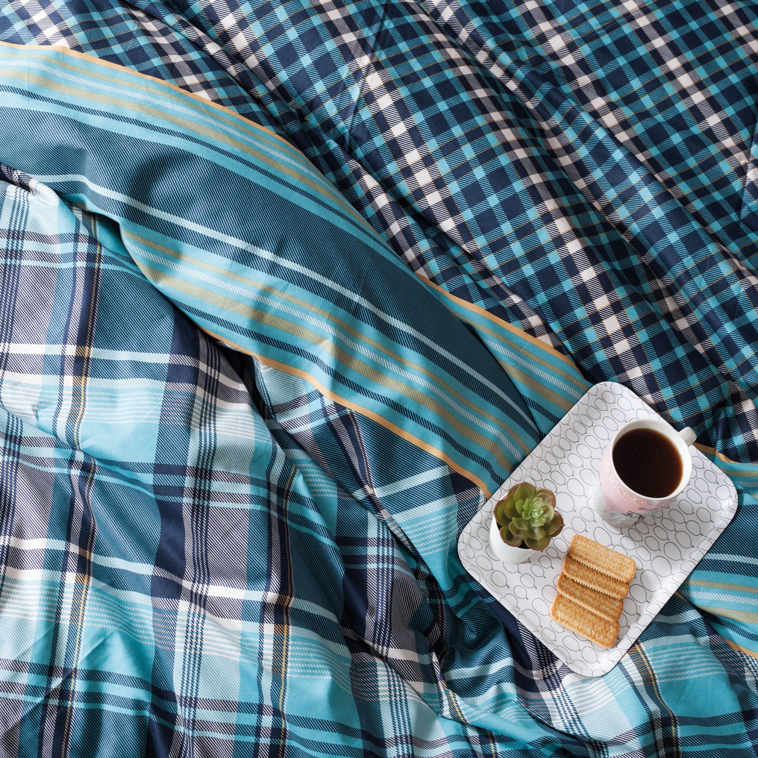 SUSSEXHOME Black Green Stripes Duvet Cover Set Teal, Full Size Duvet Cover, 1 Duvet Cover, 1 Fitted Sheet and 2 Pillowcases, Iron Safe,