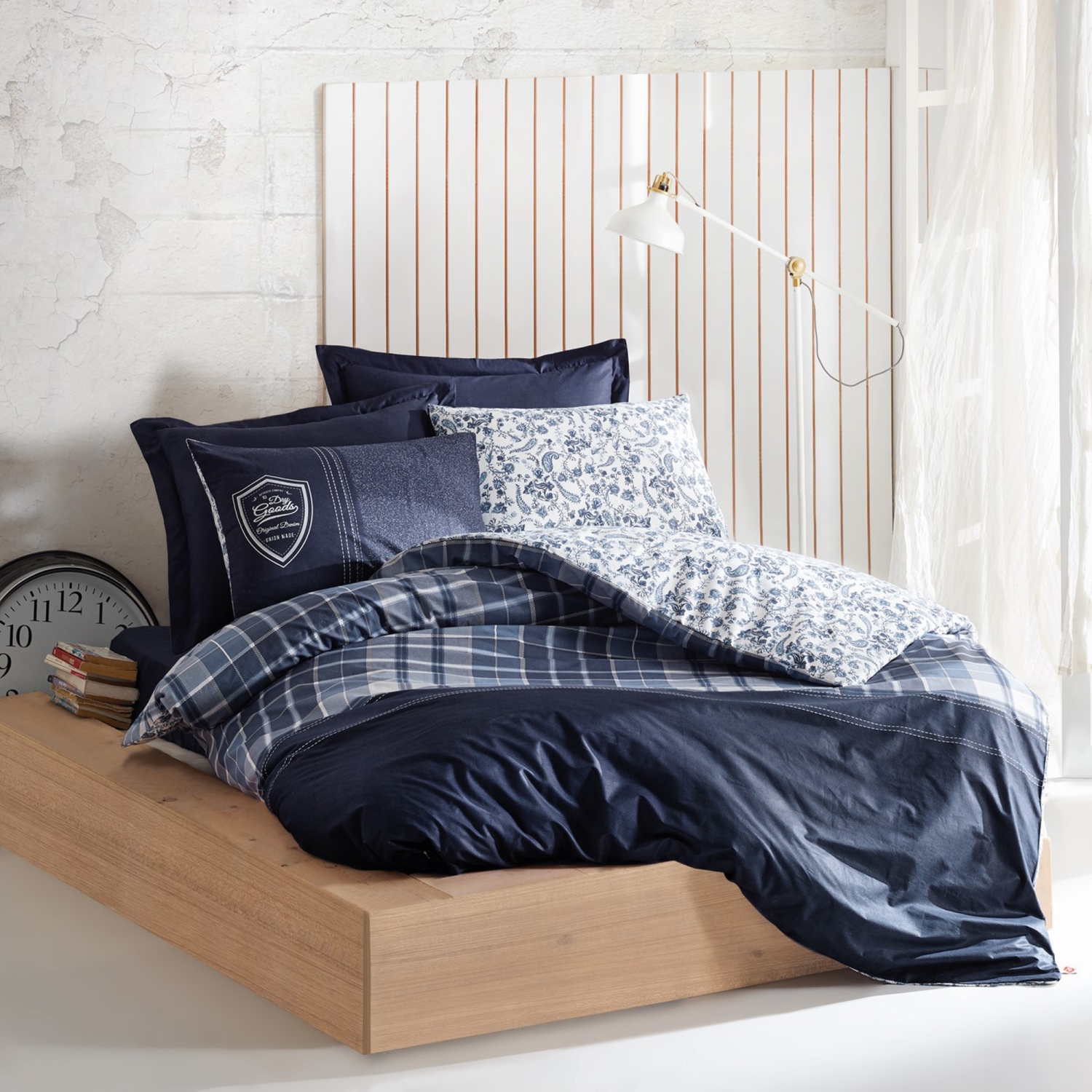 SUSSEXHOME Navy Ships Duvet Cover Set Dark Blue, Full Size Duvet Cover, 1 Duvet Cover, 1 Fitted Sheet and 2 Pillowcases, Iron Safe, Hypoallergenic,