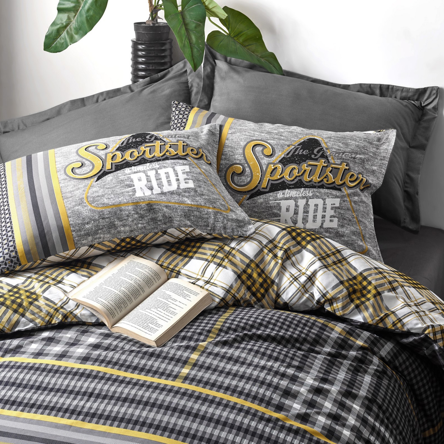 SUSSEXHOME Sports in Gray Duvet Cover Set, Full Size Duvet Cover, 1 Duvet Cover, 1 Fitted Sheet and 2 Pillowcases, Iron Safe, Hypoallergenic,