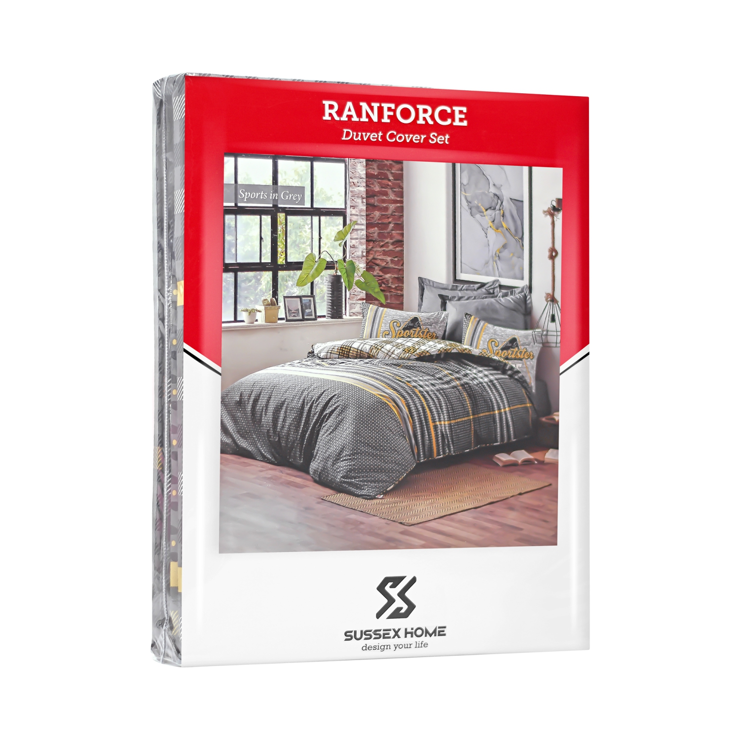 SUSSEXHOME Sports in Gray Duvet Cover Set, Full Size Duvet Cover, 1 Duvet Cover, 1 Fitted Sheet and 2 Pillowcases, Iron Safe, Hypoallergenic,