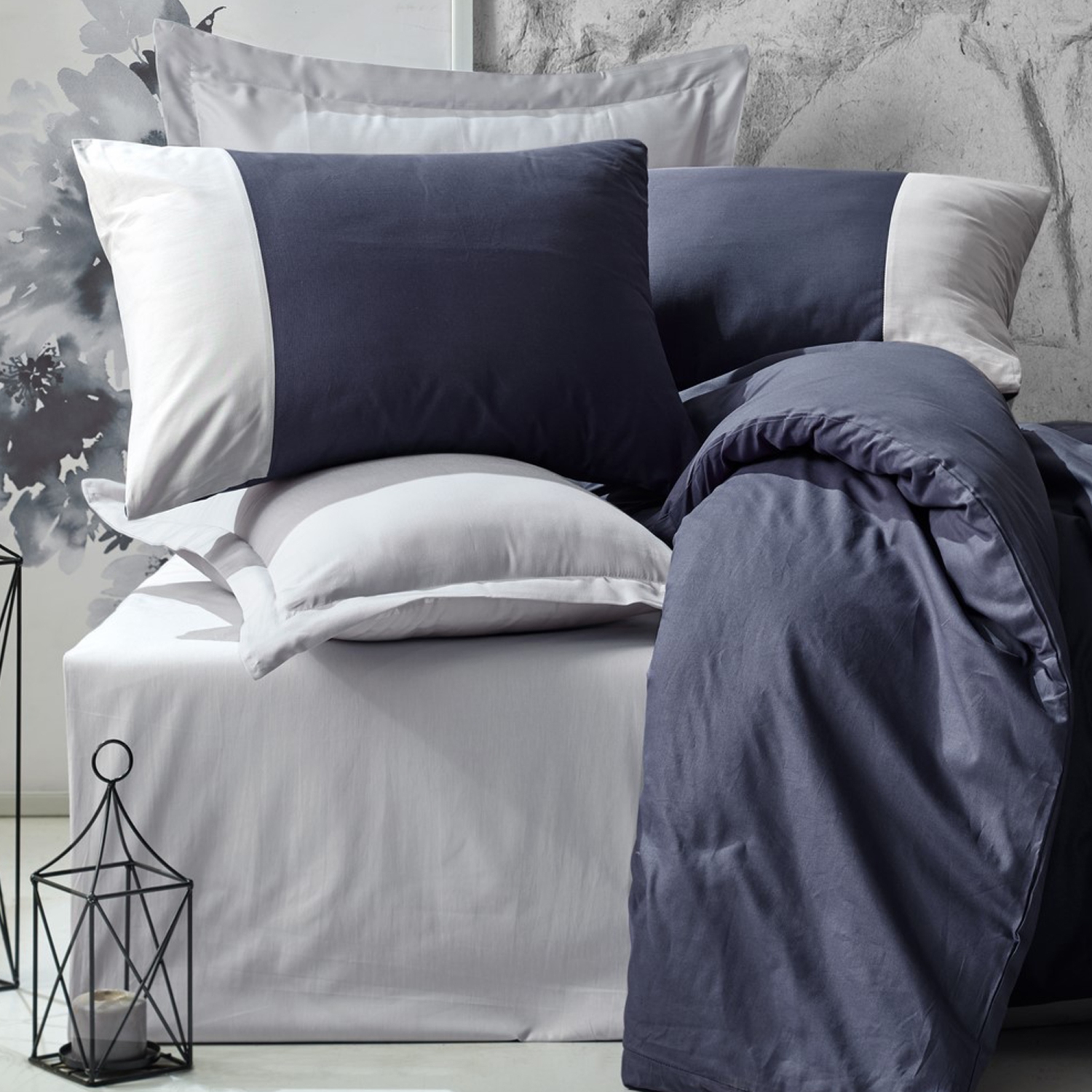 SUSSEXHOME Midnight Thoughts Duvet Cover Set Dark Blue, 1 Duvet Cover, 1 Fitted Sheet and 2 Pillowcases, Iron Safe, Hypoallergenic, Breathable