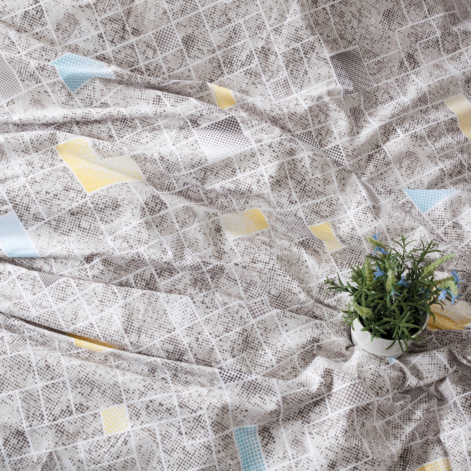 SUSSEXHOME Beige Creations Duvet Cover Set Turquoise, Full Size Duvet Cover, 1 Duvet Cover, 1 Fitted Sheet and 2 Pillowcases, Iron Safe,