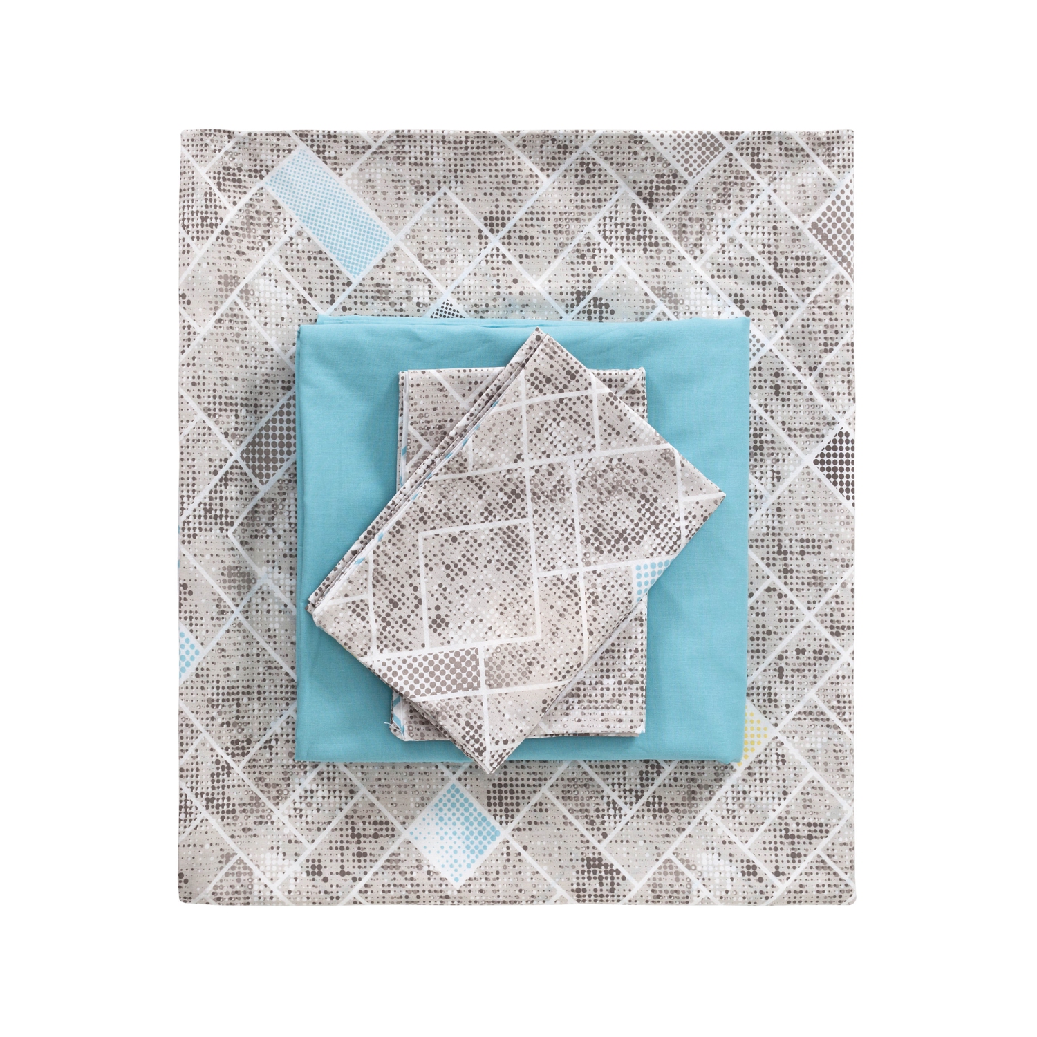 SUSSEXHOME Beige Creations Duvet Cover Set Turquoise, Full Size Duvet Cover, 1 Duvet Cover, 1 Fitted Sheet and 2 Pillowcases, Iron Safe,