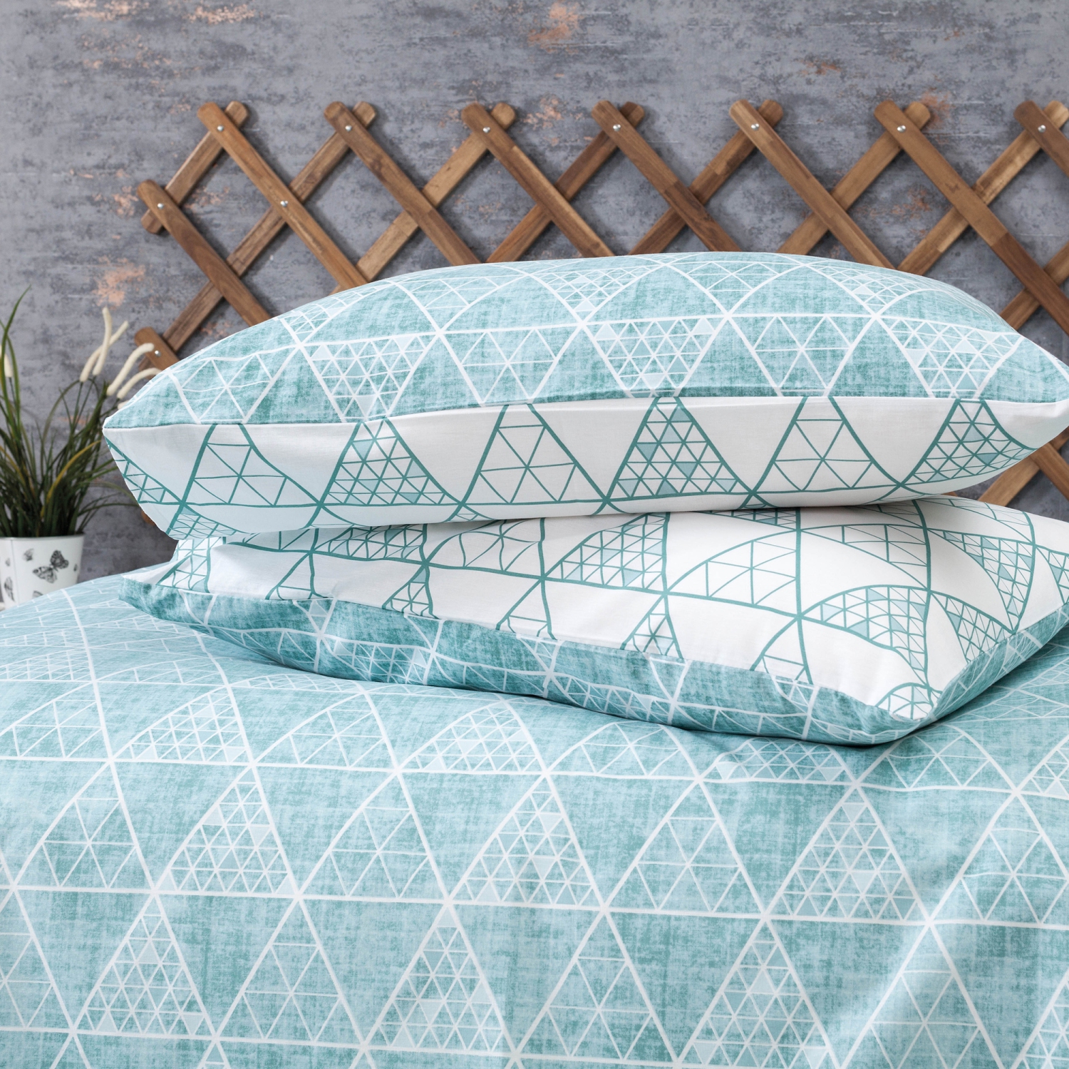 SUSSEXHOME Mint Waives Duvet Cover Set, Full Size Duvet Cover, 1 Duvet Cover, 1 Fitted Sheet and 2 Pillowcases, Iron Safe, Hypoallergenic, Breathable