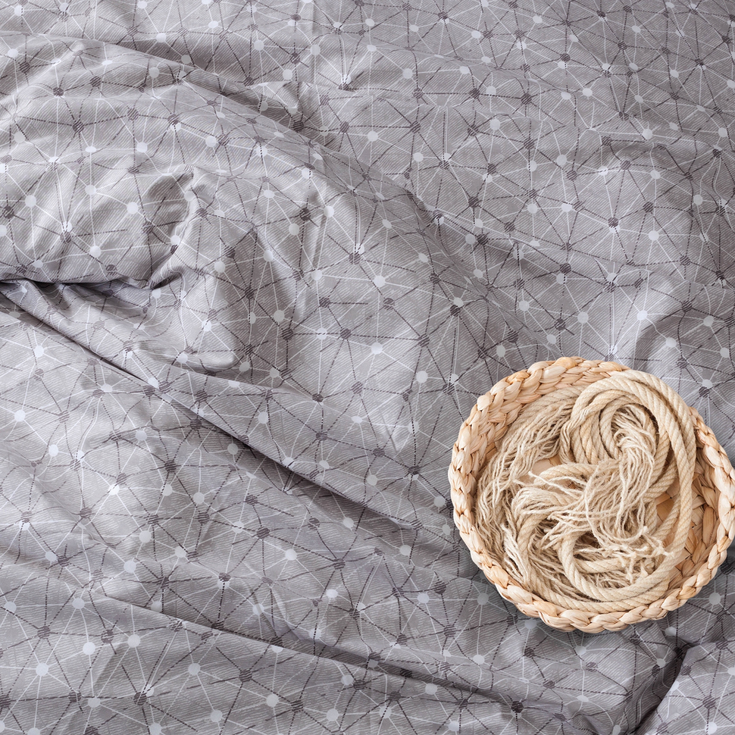 SUSSEXHOME Gray Connections Duvet Cover Set, Full Size, 1 Duvet Cover, 1 Fitted Sheet and 2 Pillowcases, Iron Safe, Hypoallergenic, Breathable