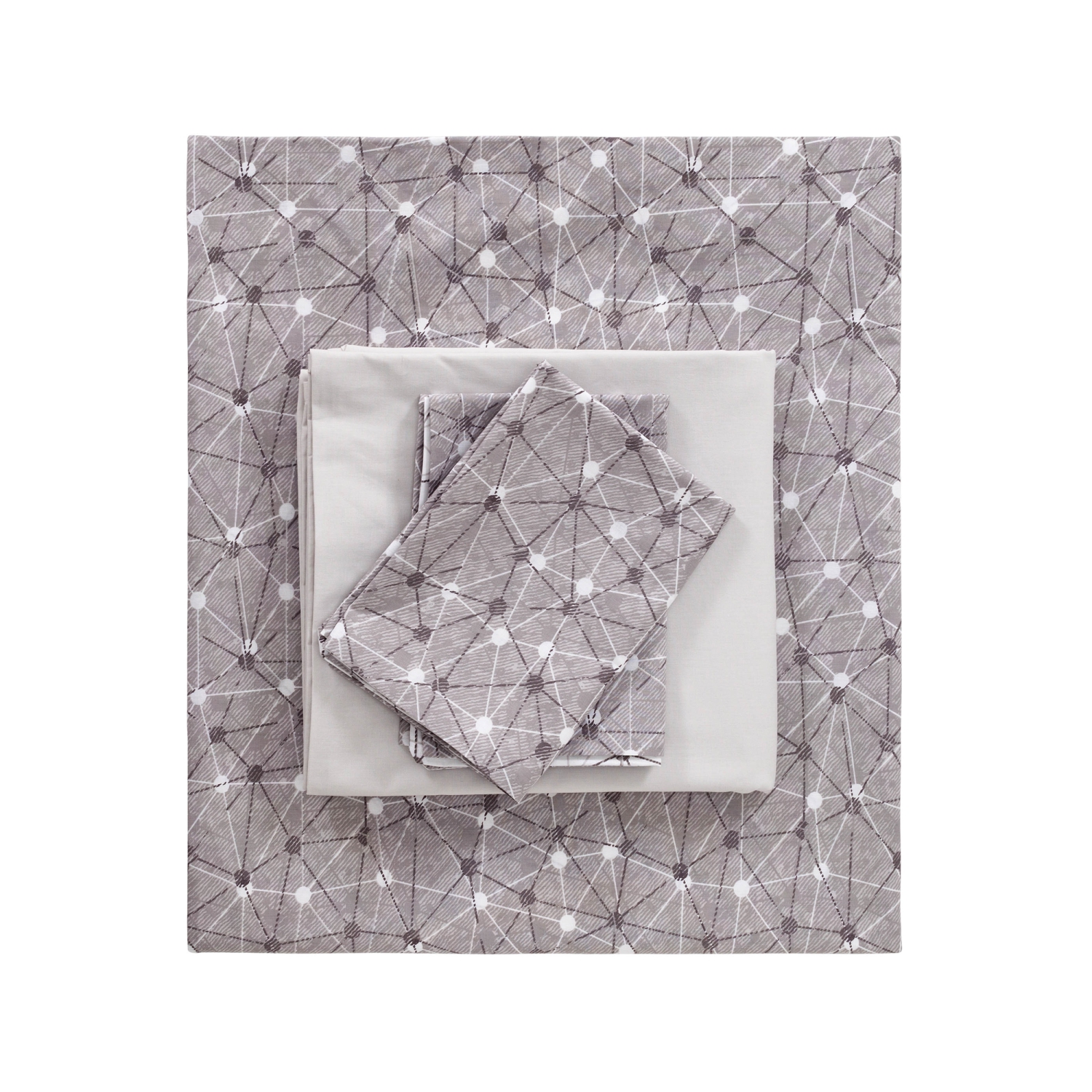 SUSSEXHOME Gray Connections Duvet Cover Set, Full Size, 1 Duvet Cover, 1 Fitted Sheet and 2 Pillowcases, Iron Safe, Hypoallergenic, Breathable