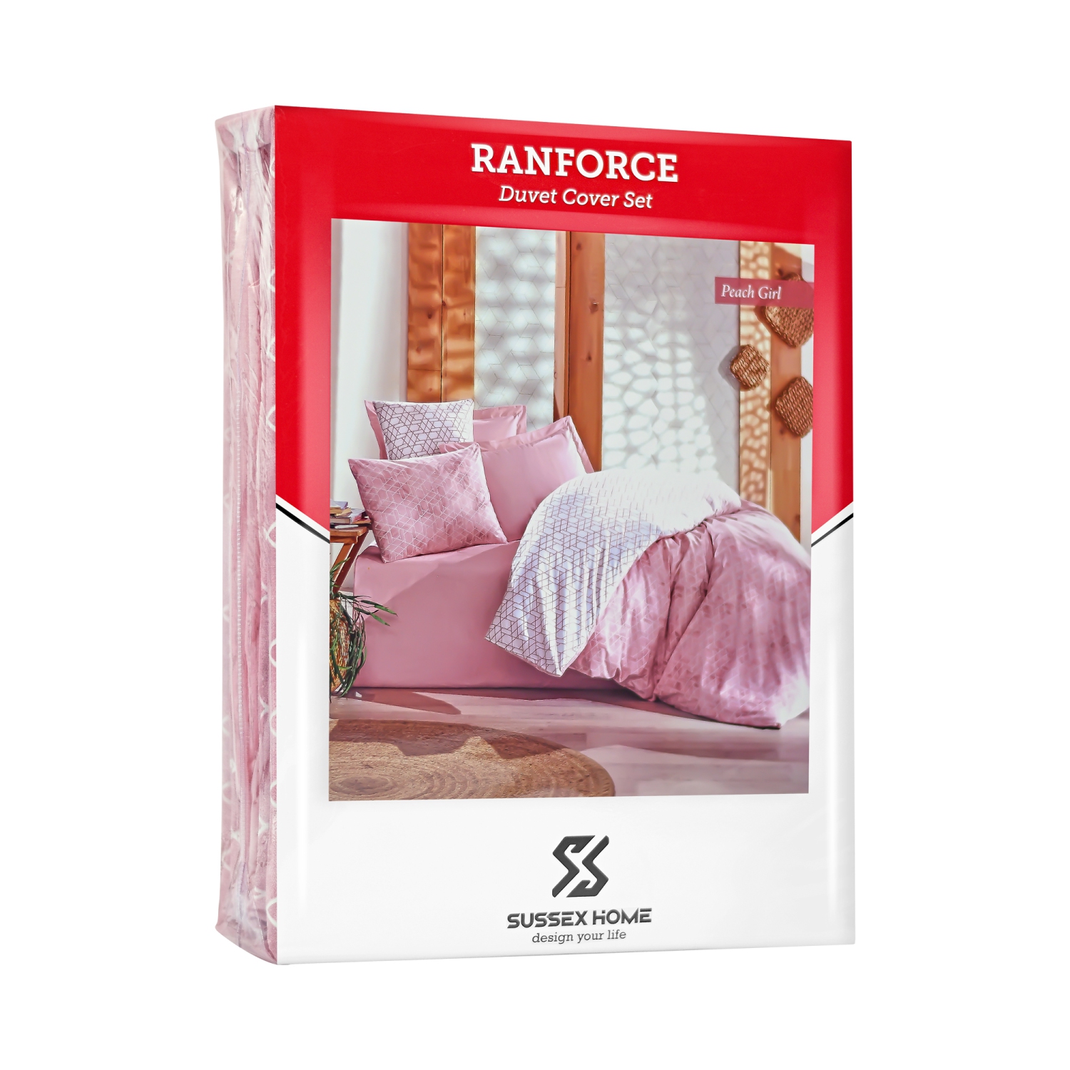 SUSSEXHOME Peach Girl Duvet Cover Set Pink, Full Size Duvet Cover, 1 Duvet Cover, 1 Fitted Sheet and 2 Pillowcases, Iron Safe, Hypoallergenic,