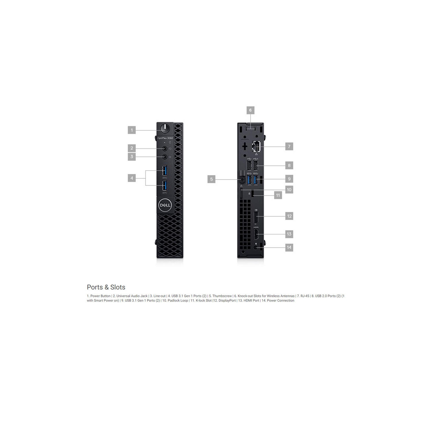 Refurbished - Dell 3060 Micro Tiny PC, 8th Gen Intel Core i5-8400T 1.7GHz / 8GB RAM/256GB SSD/WiFi/ HDMI/Win10 Pro