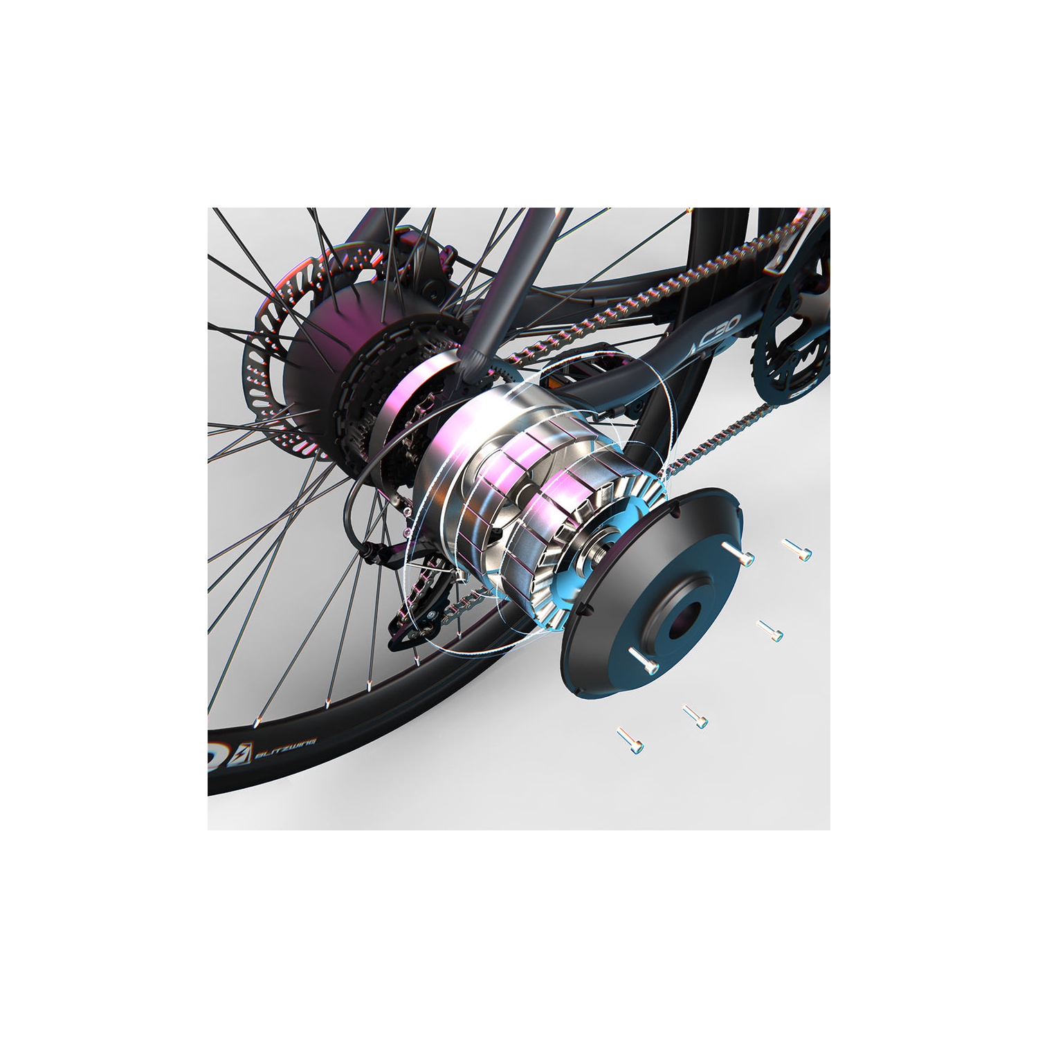 HIMO C30R 27.5" Electric Bike - Silver Range up to 120 KM, Removable 36V/10Ah Battery, Shimano 9-Speed Transmission System, 5 electric-assist modes