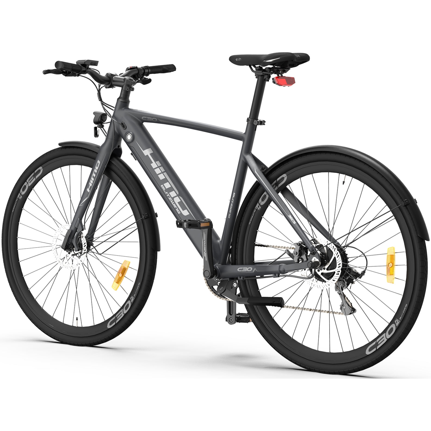 HIMO C30R 27.5" Electric Bike - Grey Range up to 120 KM, Removable 36V/10Ah Battery, Shimano 9-Speed Transmission System, 5 electric-assist modes