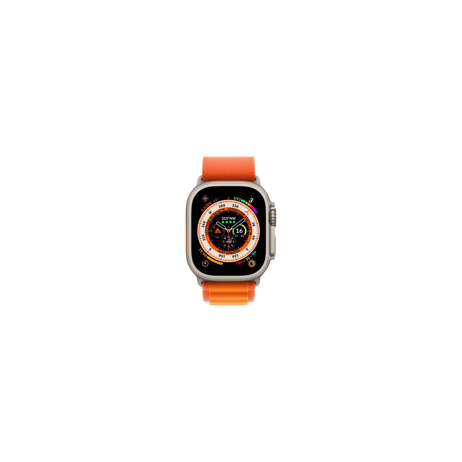 Boîte ouverte – Apple Watch Ultra de 49 mm en titane avec boucle Alpine orange – petit