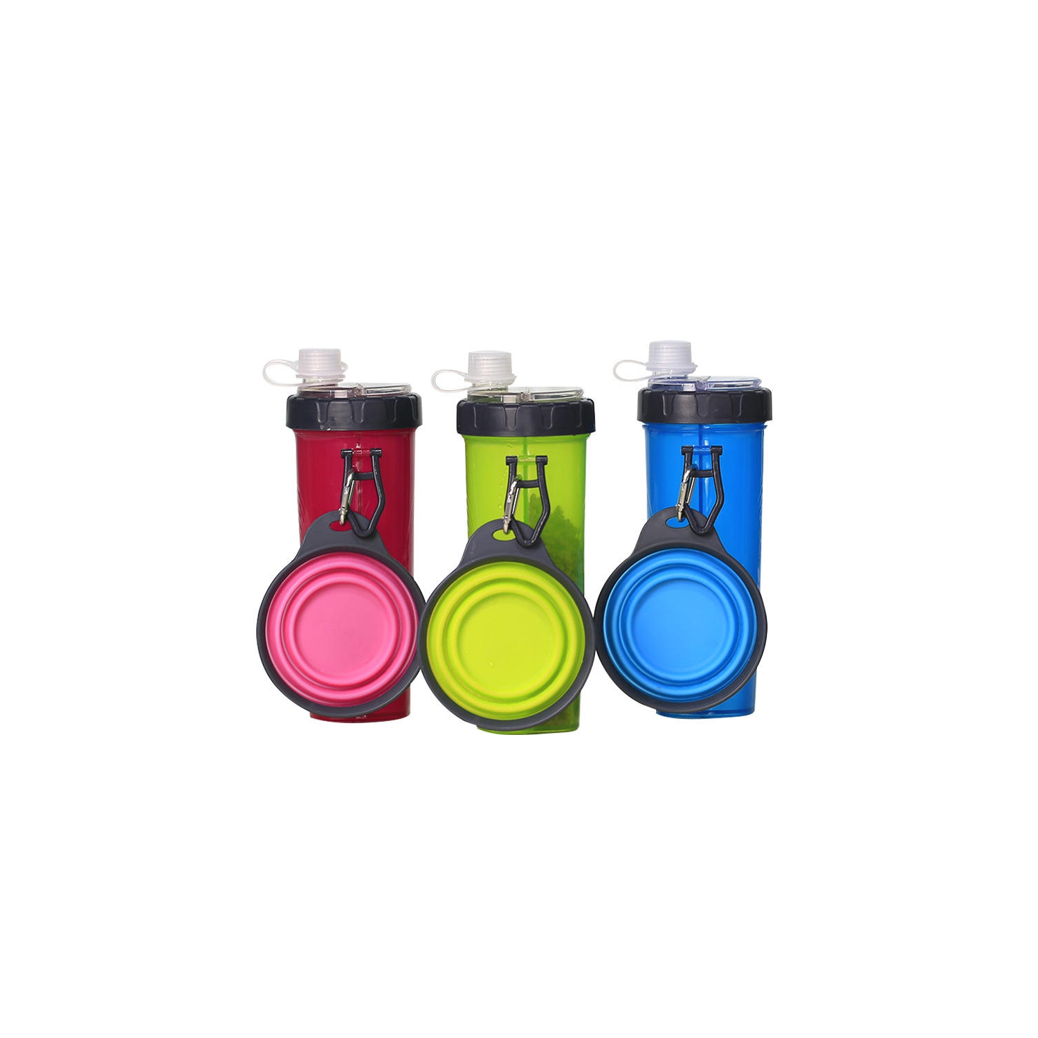 Dog Water Bottle Dog Bowls for Traveling Pet Food Container 2-in-1 with Collapsible Dog Bowls, Outdoor Dog Water Bowls for Walking Hiking Travelling