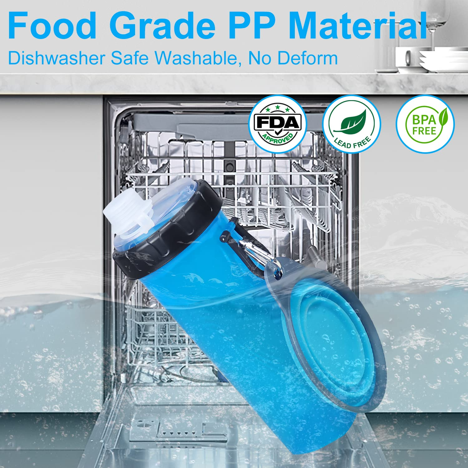 Dog Water Bottle Dog Bowls for Traveling Pet Food Container 2-in-1 with Collapsible Dog Bowls, Outdoor Dog Water Bowls for Walking Hiking Travelling