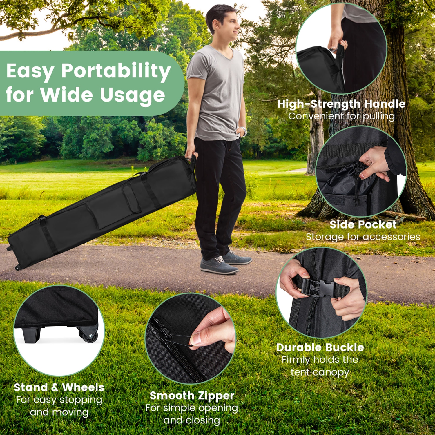 Costway 13x13ft Patio Pop-Up Gazebo Canopy Tent Instant Sun Shelter Outdoor Wheeled Bag