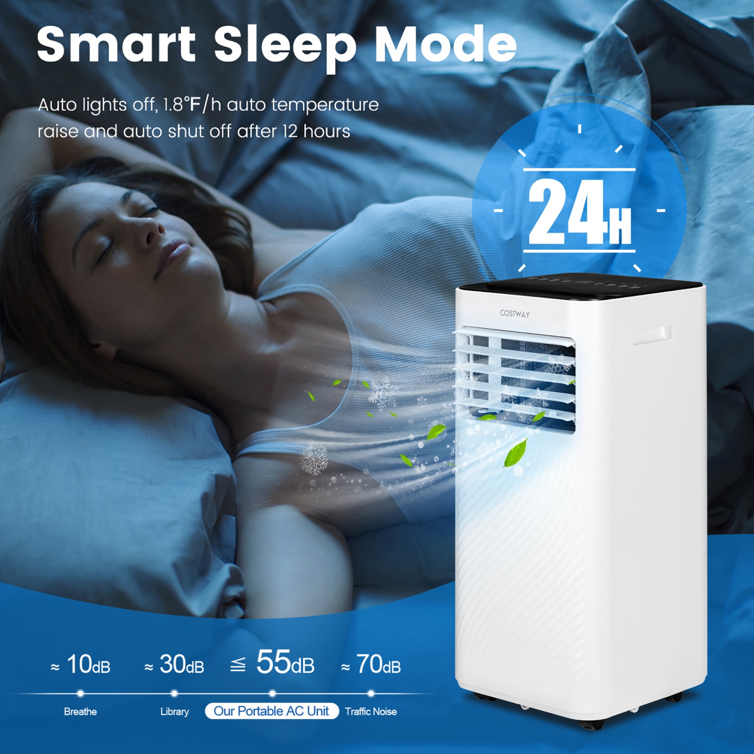 Costway 8000 BTU Portable Air Conditioner 4-in-1 AC Unit with Cool Fan Dehum Sleep Mode