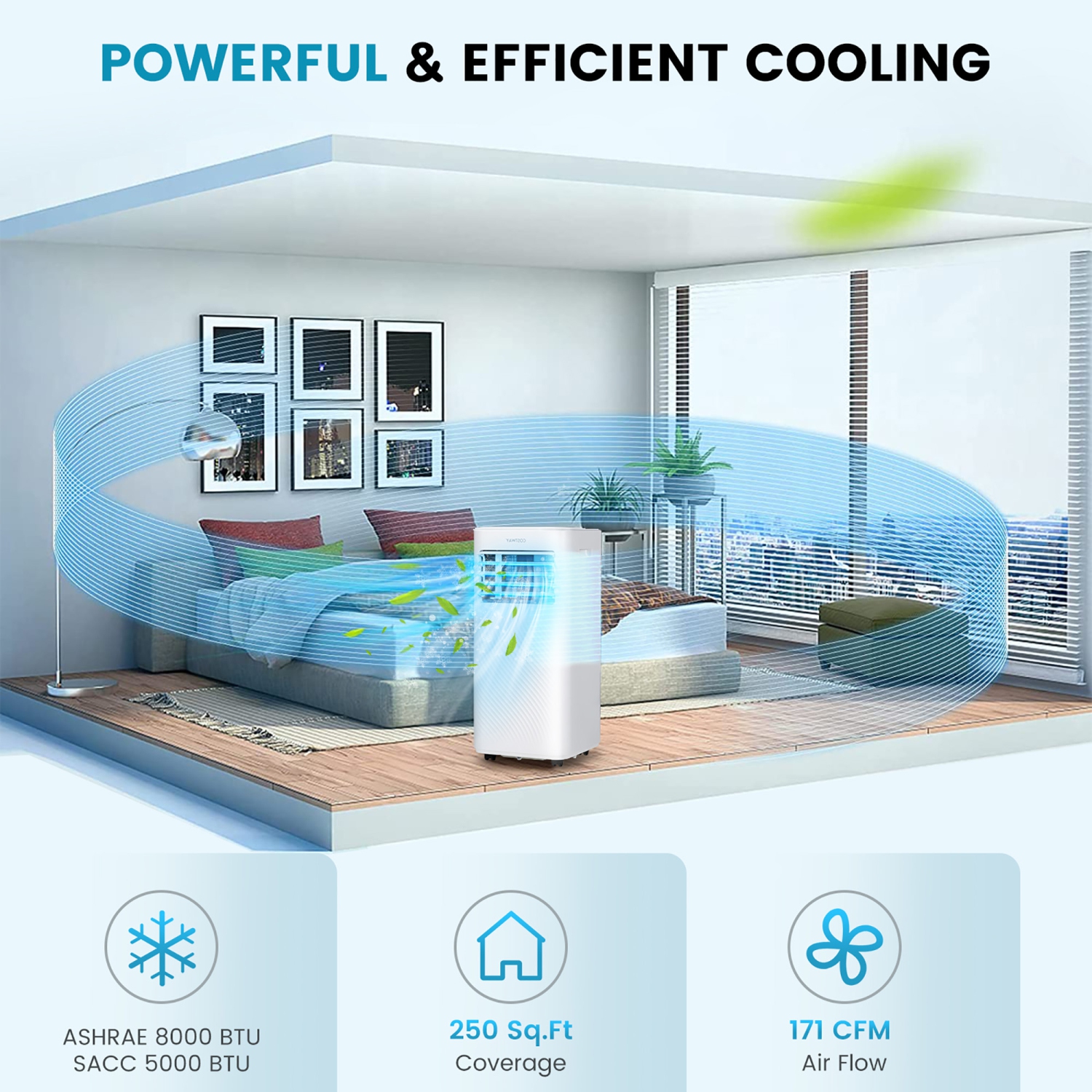 Costway 8000 BTU Portable Air Conditioner 4-in-1 AC Unit with Cool Fan Dehum Sleep Mode