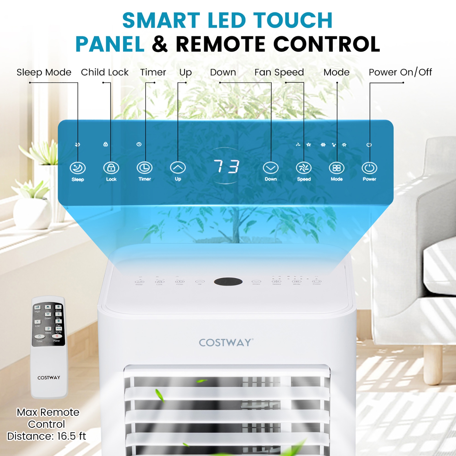 Costway 8000 BTU Portable Air Conditioner 4-in-1 AC Unit with Cool Fan Dehum Sleep Mode