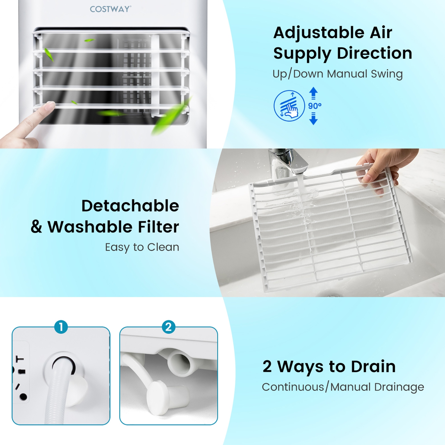 Costway 8000 BTU Portable Air Conditioner 4-in-1 AC Unit with Cool Fan Dehum Sleep Mode