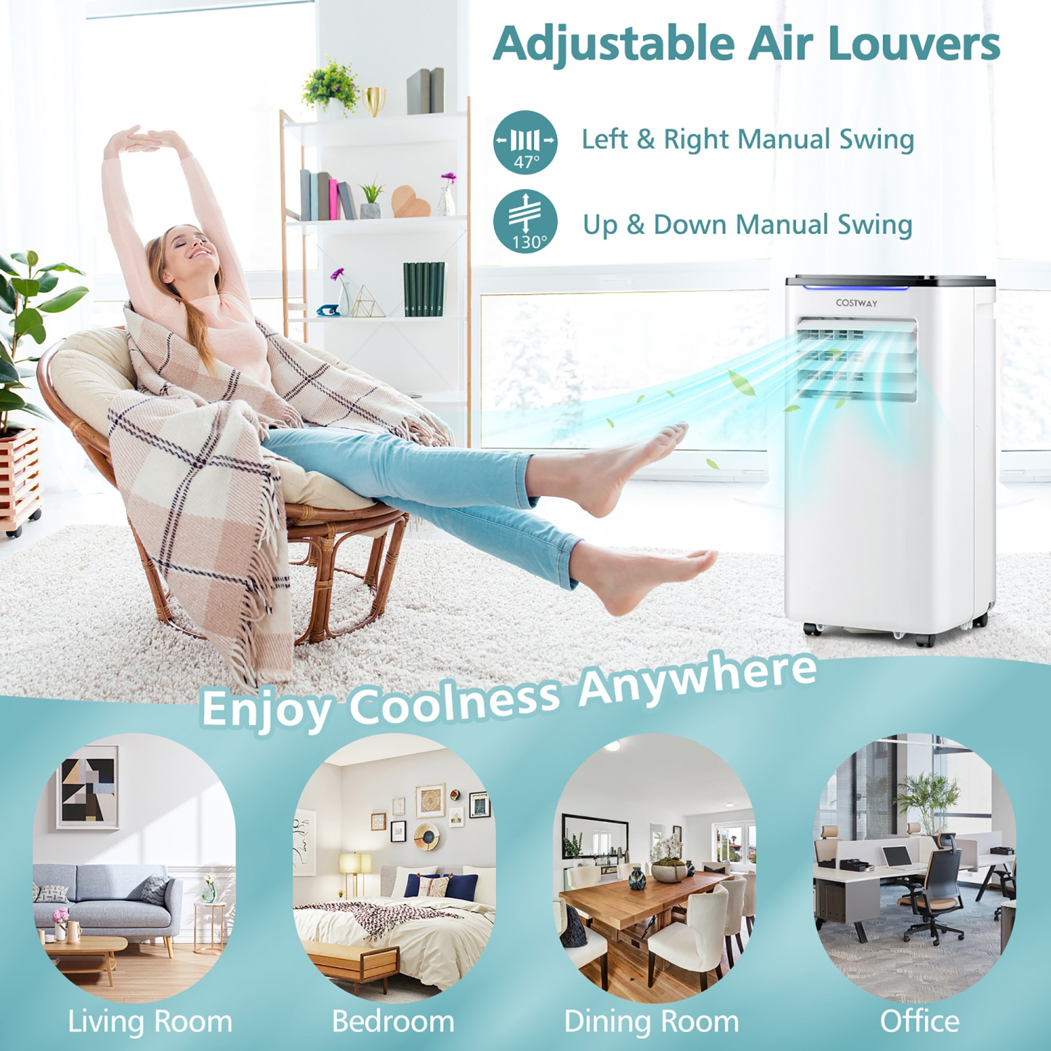 Costway 10000 BTU Portable Air Conditioner 3-in-1 AC Unit w/ Cool Dehum Fan Sleep Mode