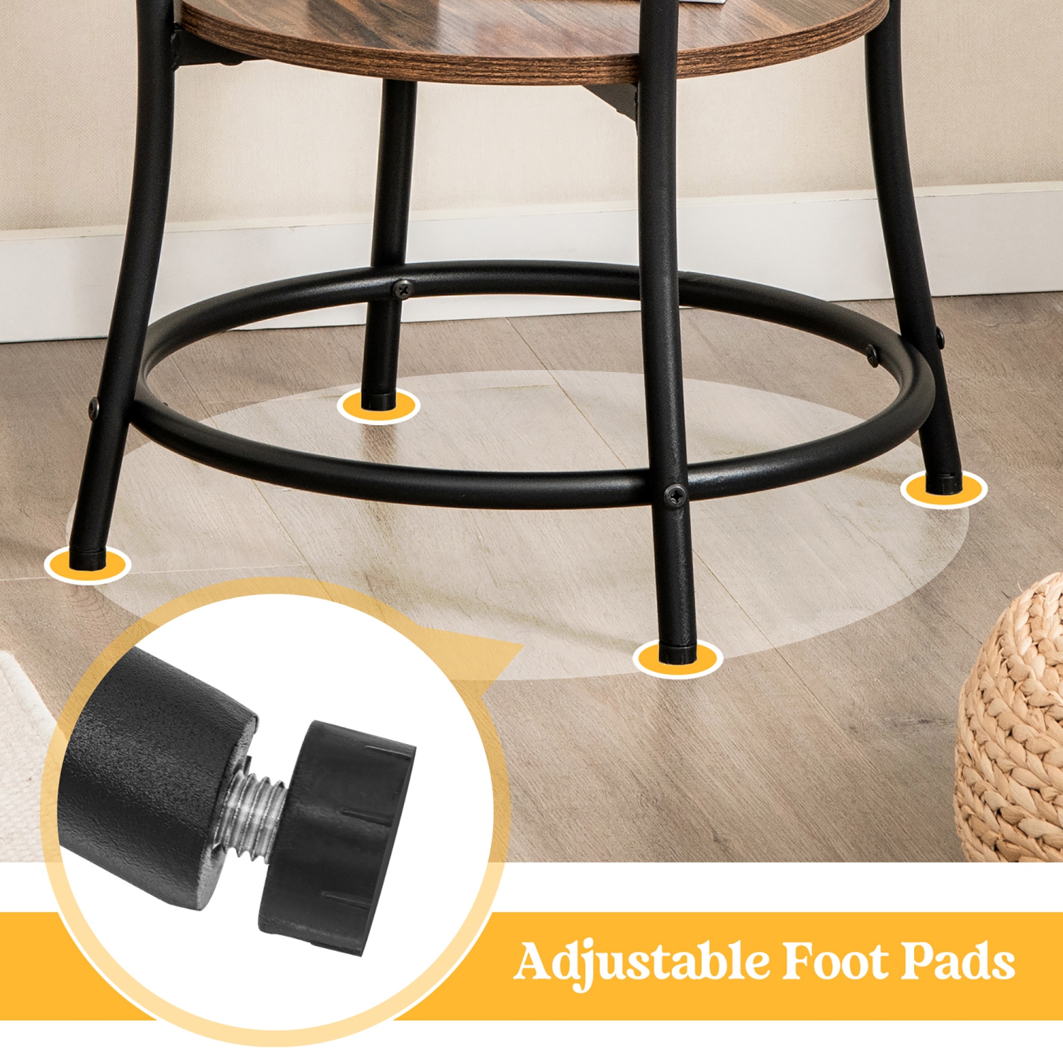 Costway 2 PCS 2-Tier Sofa Side End Table Round Nightstand with Sturdy Metal Frame
