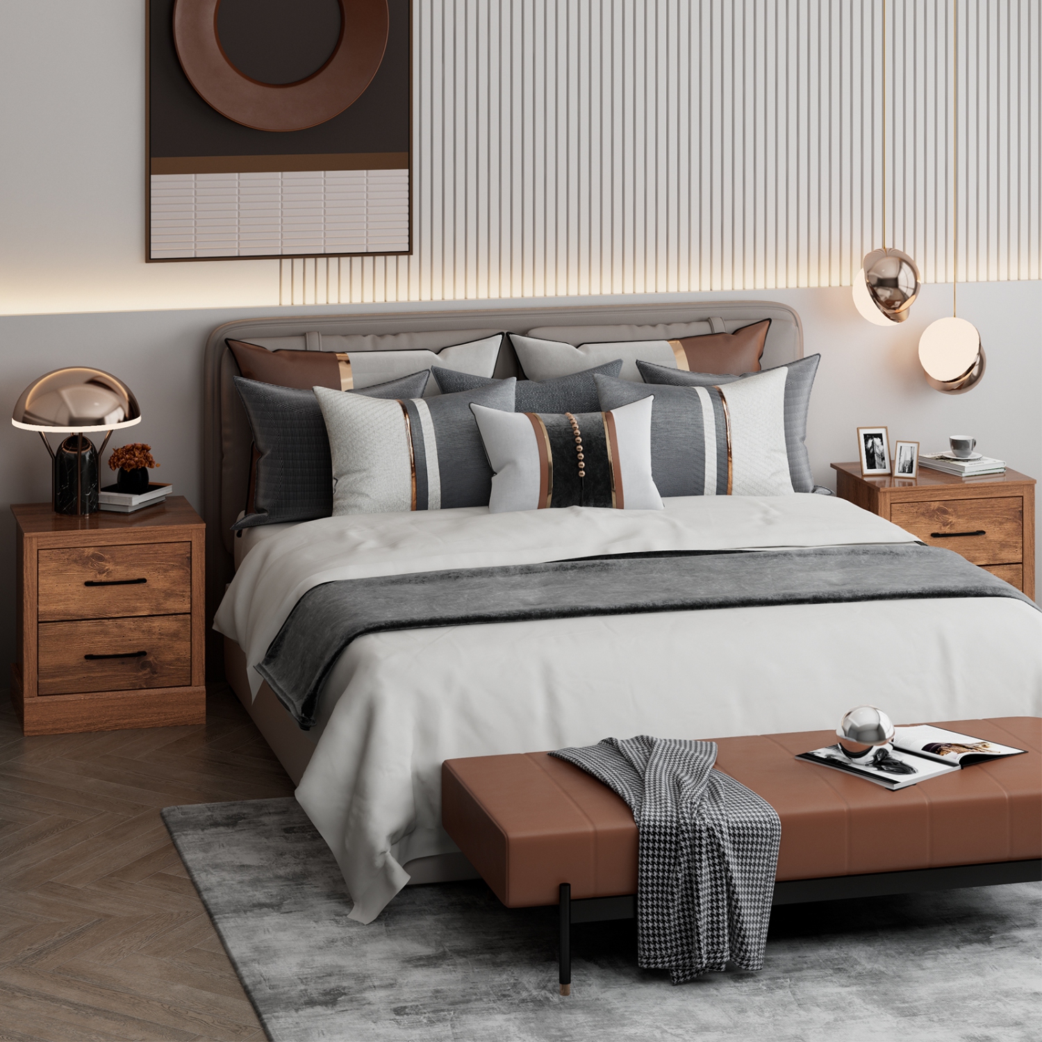 Costway 2 Drawer Nightstand Bedside Table Compact Sofa End Table