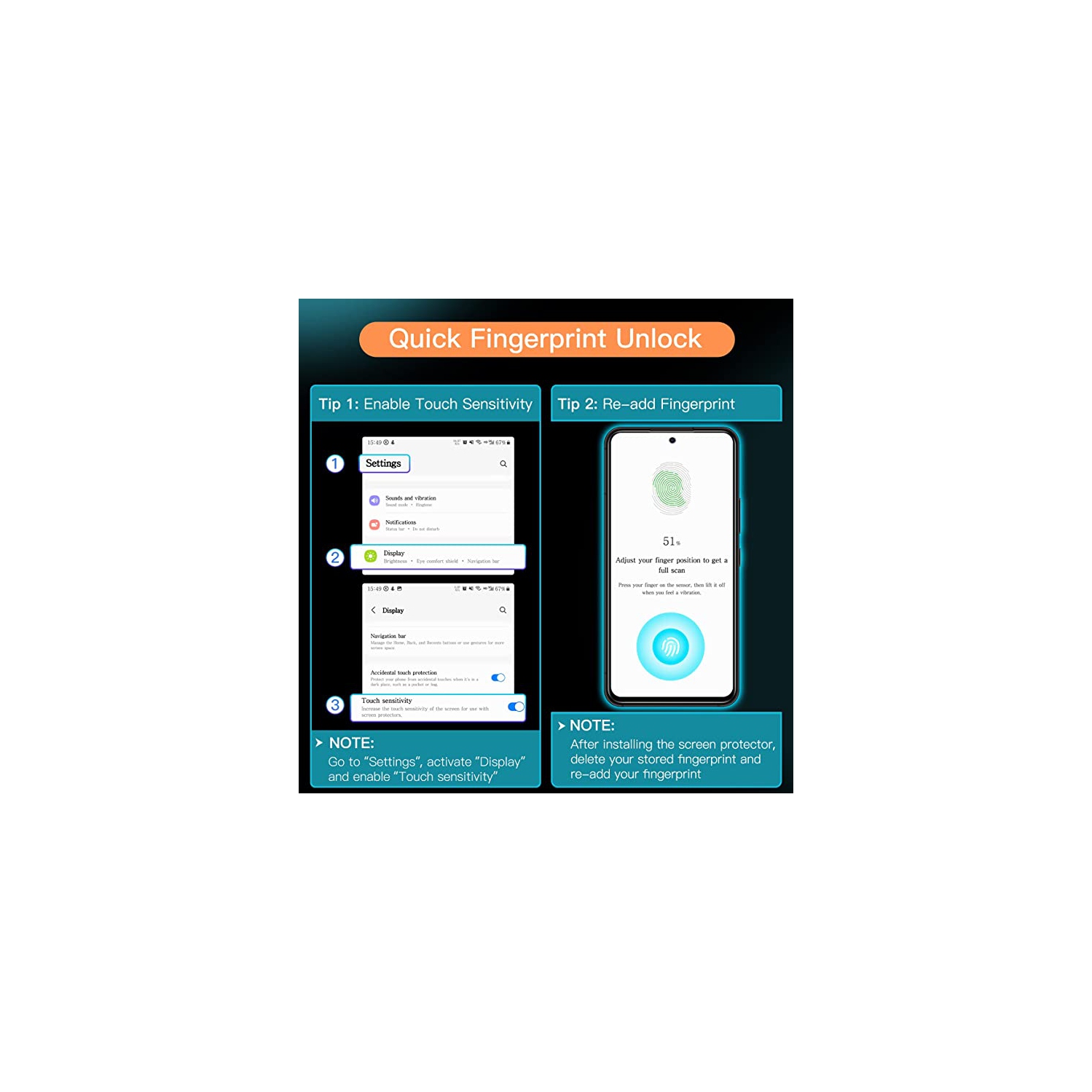 KEEGUARD For Samsung Galaxy A54 5g 6.4 " 2023 Tempered Glass Screen Protector + Camera Lens Protector