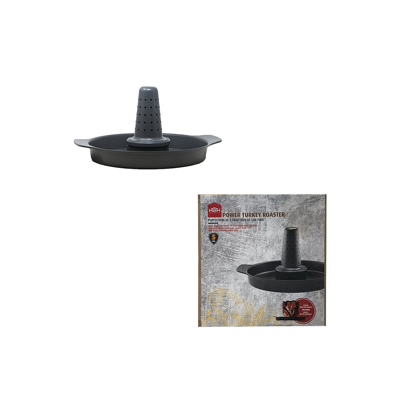 House 2 Home Power Turkey Roaster Non Stick Black Metal Lave-vaisselle