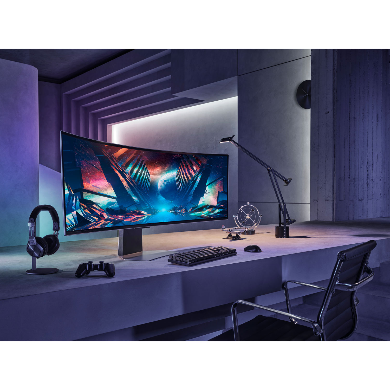Samsung Odyssey OLED G9 49" QHD 240Hz 0.03ms GTG Curved OLED G-Sync FreeSync Smart Monitor – Silver