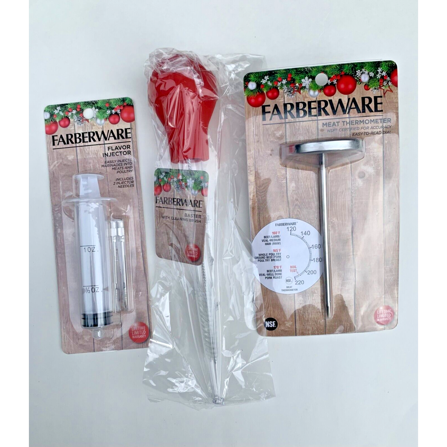 Farberware 3-Piece Flavor Injector, Thermometer & Baster Turkey Prep Set Bundle