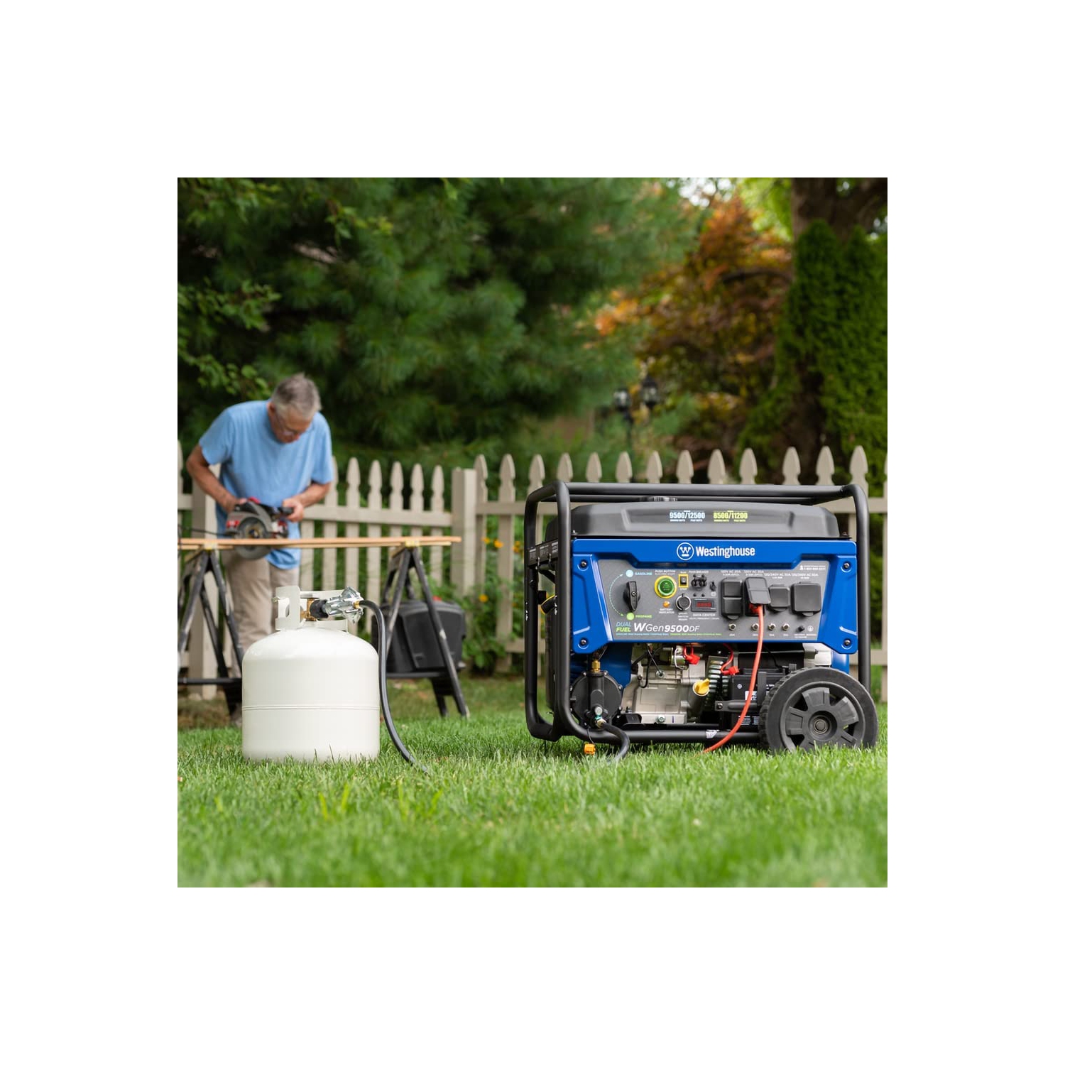 Westinghouse WGen9500DF Dual Fuel Home Backup Portable Generator, 12500 Peak Watts & 9500 Rated Watts, Remote Electric Start, Transfer Switch Ready,