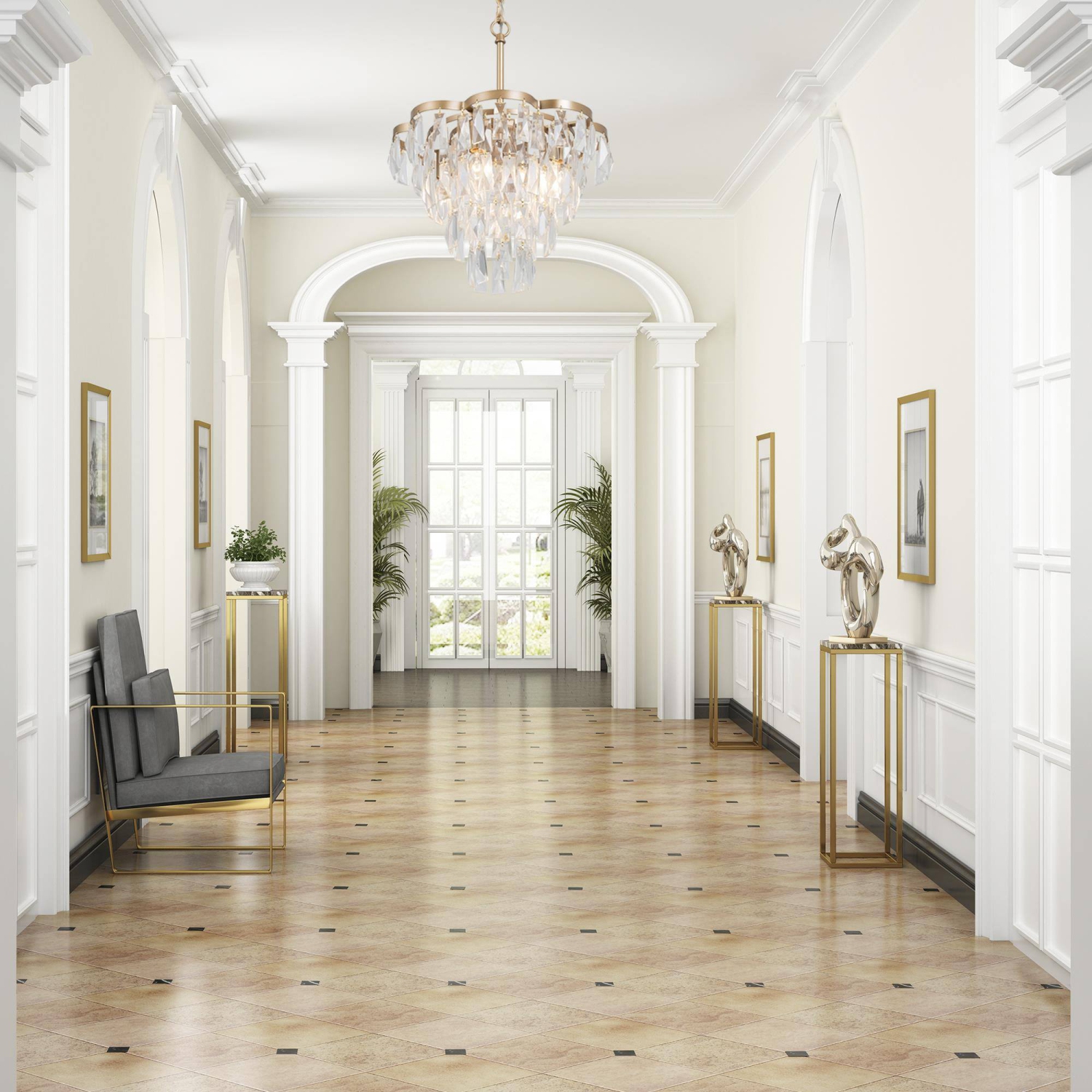 Modern Gold Bedroom Chandelier, 4-Light Empire Gold Mid-century Glam with Tiered Crystal Modern/Contemporary LED Dry rated Chandelier