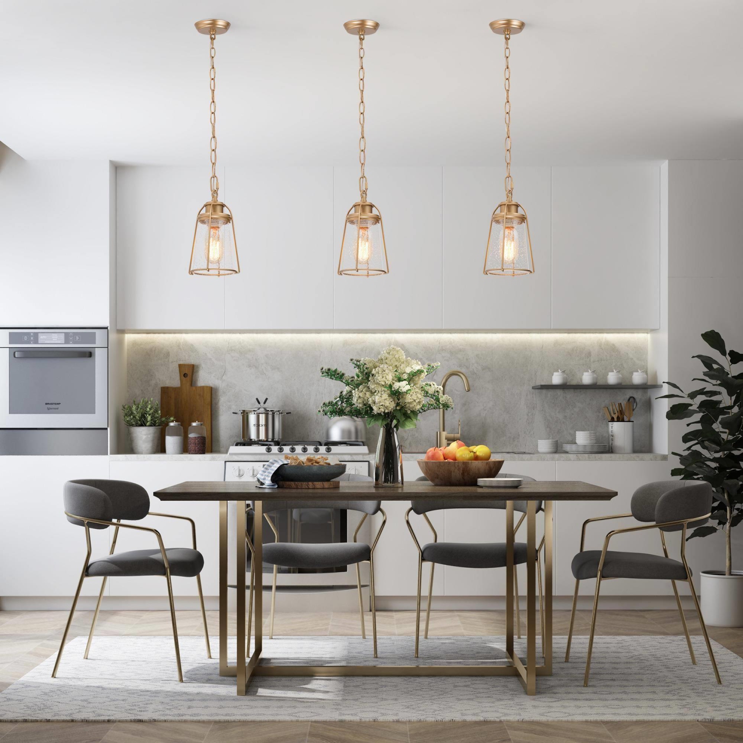 Farmhouse Gold Bell Pendant Light, 1-Light Modern Mini Bedroom Ceiling Pendant Light