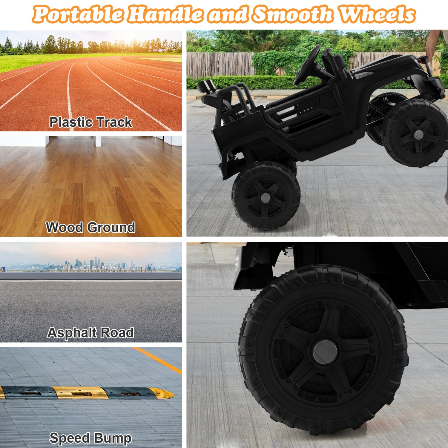 Topbuy 12V Kids Ride On Car Electric Vehicle Jeep with Parental Remote Music Horn Headlights Slow Start Function Black/White/Pink