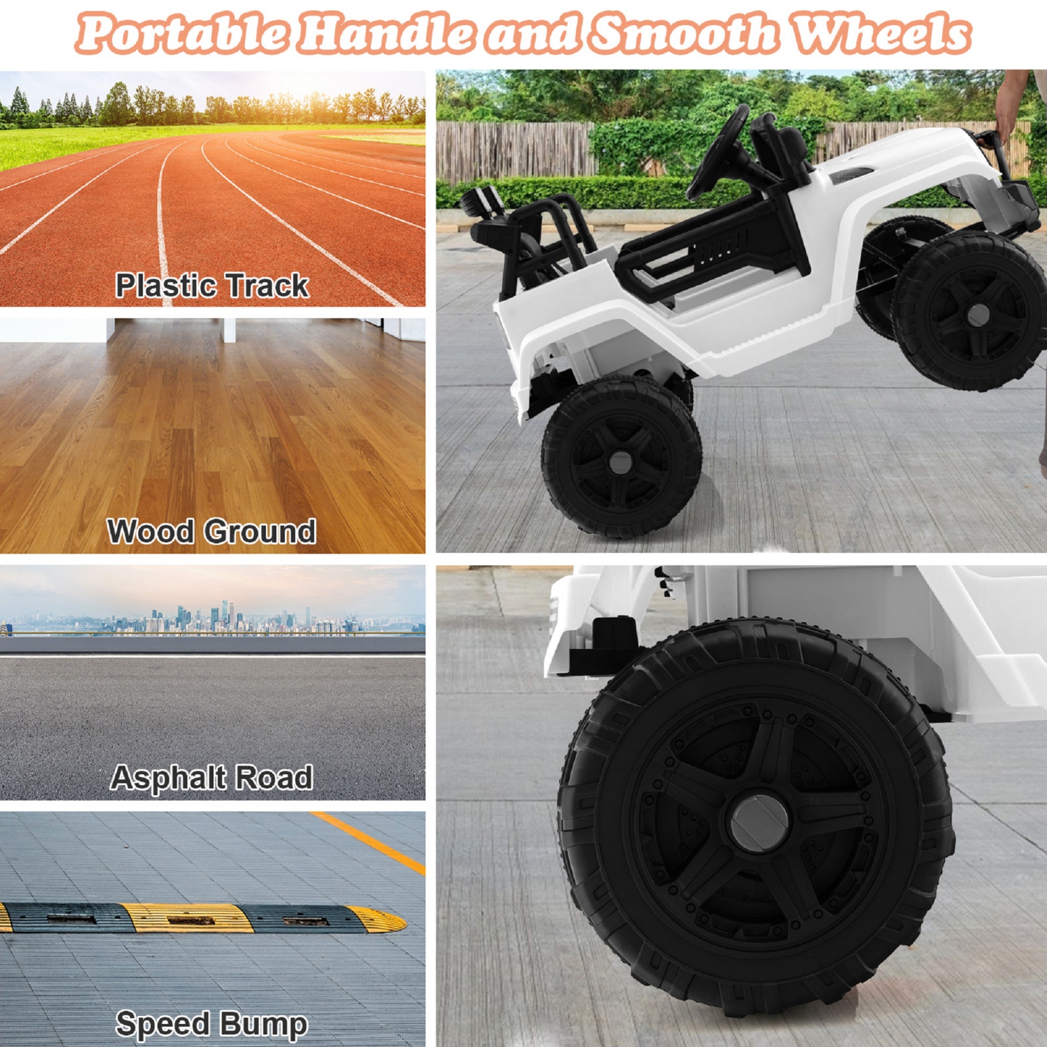 Topbuy 12V Kids Ride On Car Electric Vehicle Jeep with Parental Remote Music Horn Headlights Slow Start Function Black/White/Pink