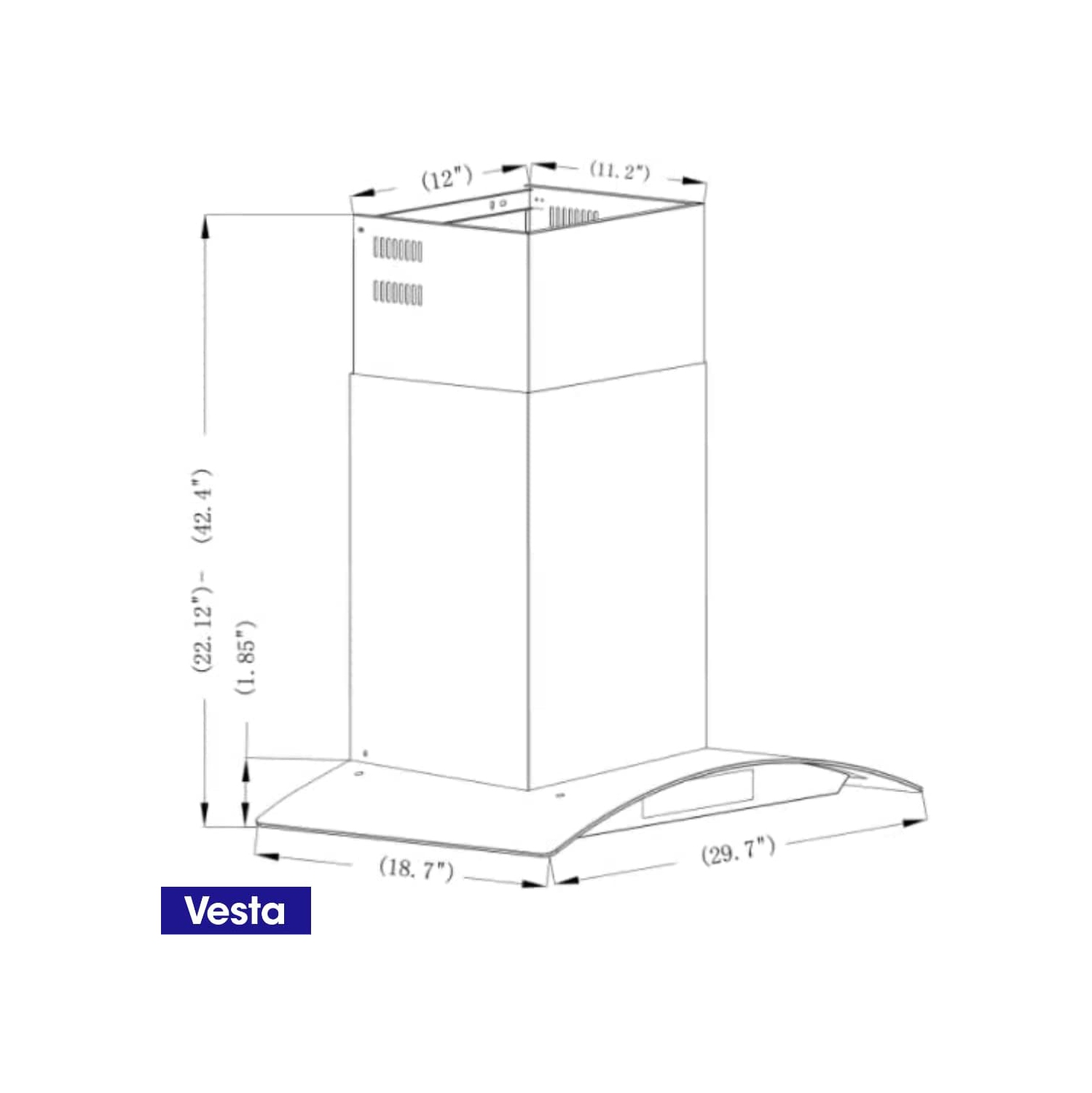 VESTA Amsterdam 800CFM 30'' Stainless Steel Wall Mounted Range Hood With 6 Speeds Touch/Gesture Control, 6'' Round Vent, Baffle Filters, LED Lights,